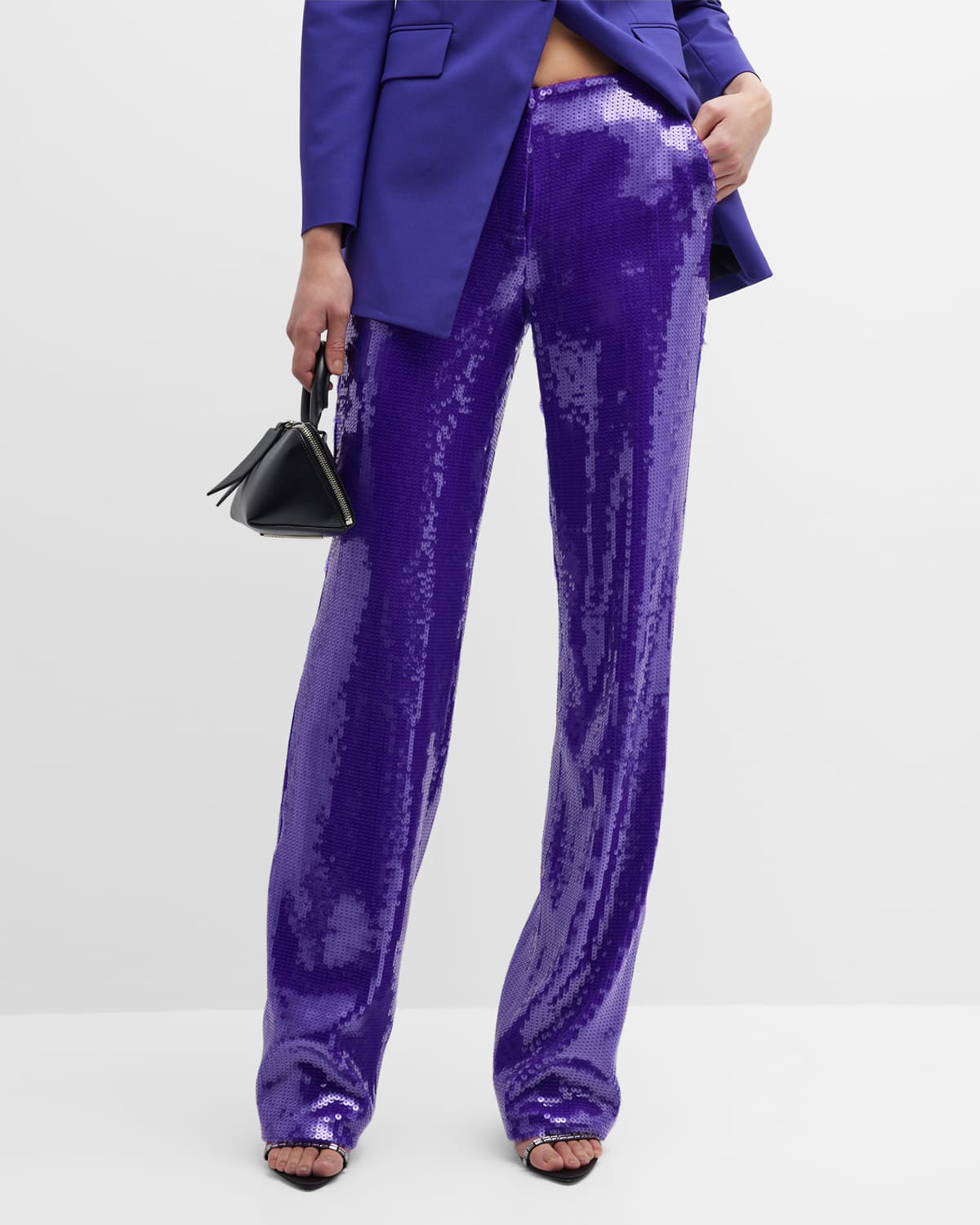 Laquan Smith Purple Trousers With Sequins In Grape