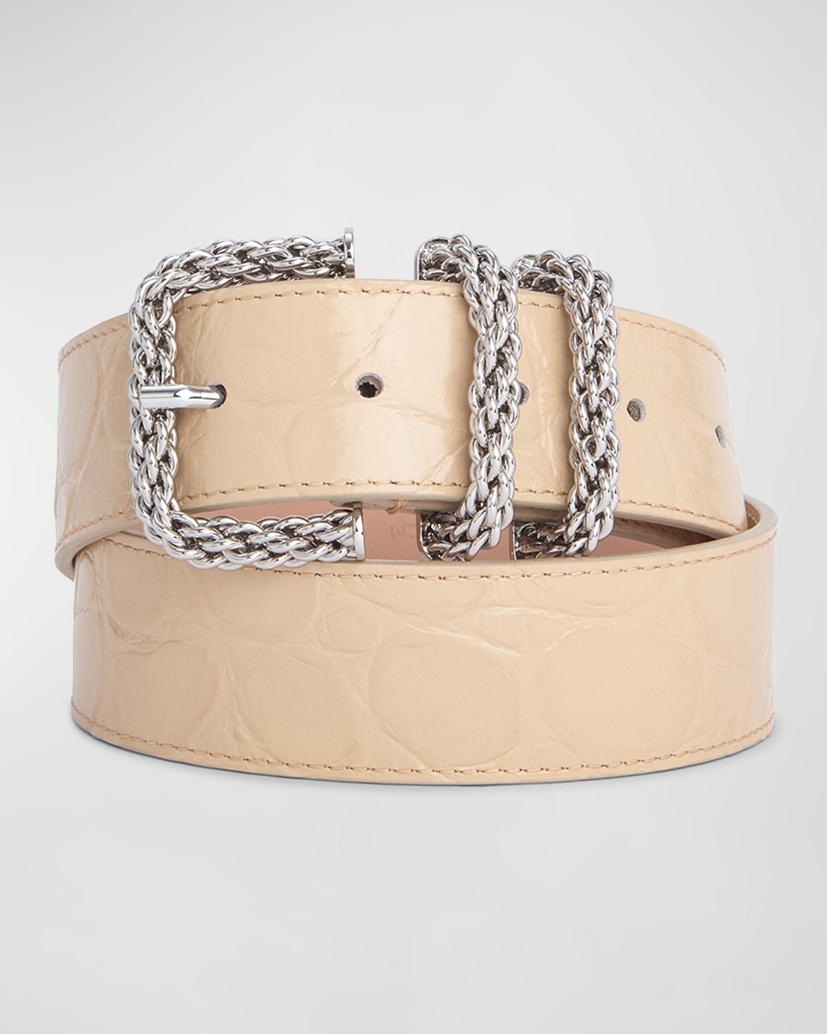 By Far Katina Maci Croc-embossed Leather Belt In Kraft