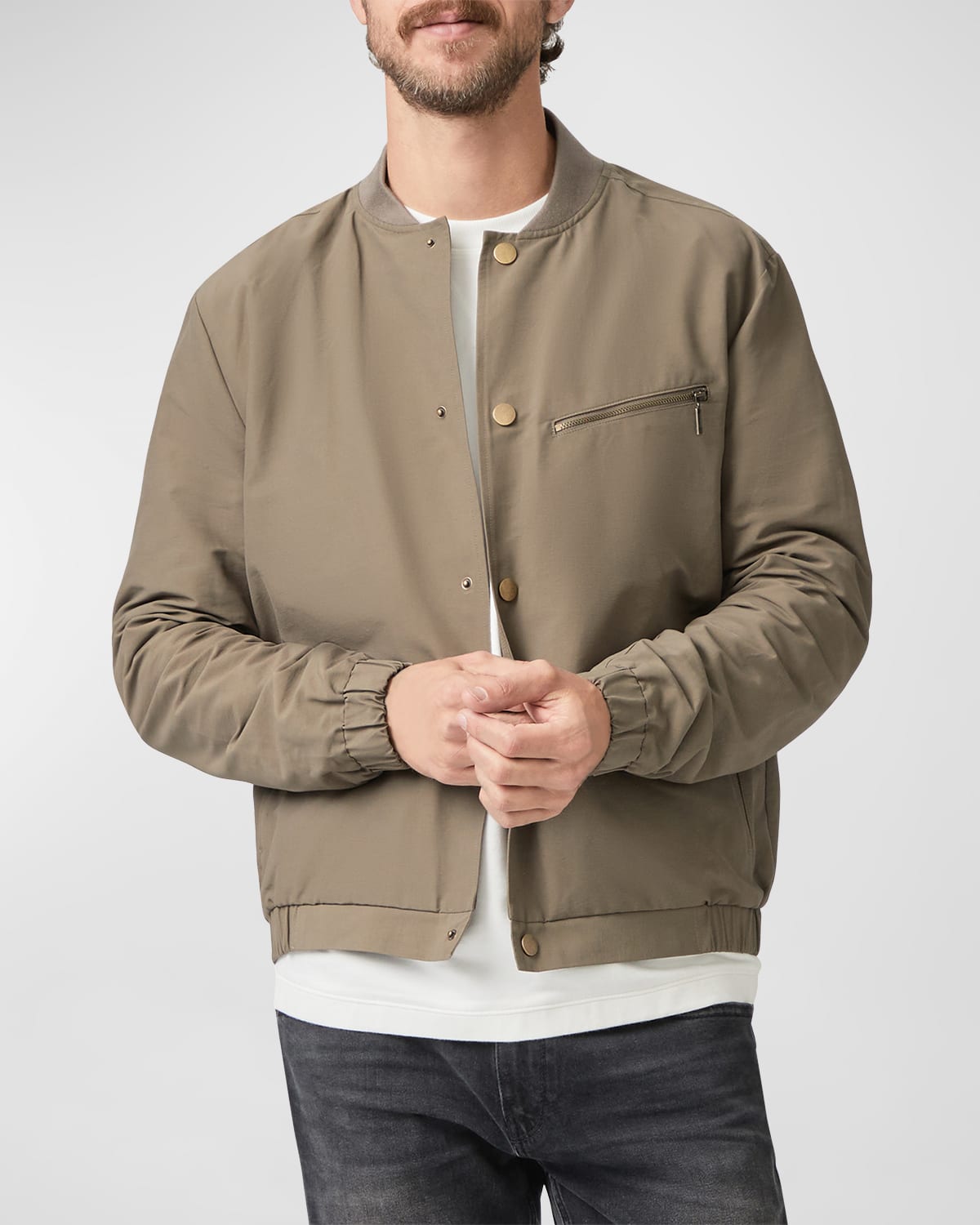 Paige Nial Cotton & Nylon Blend Bomber Jacket In French Press