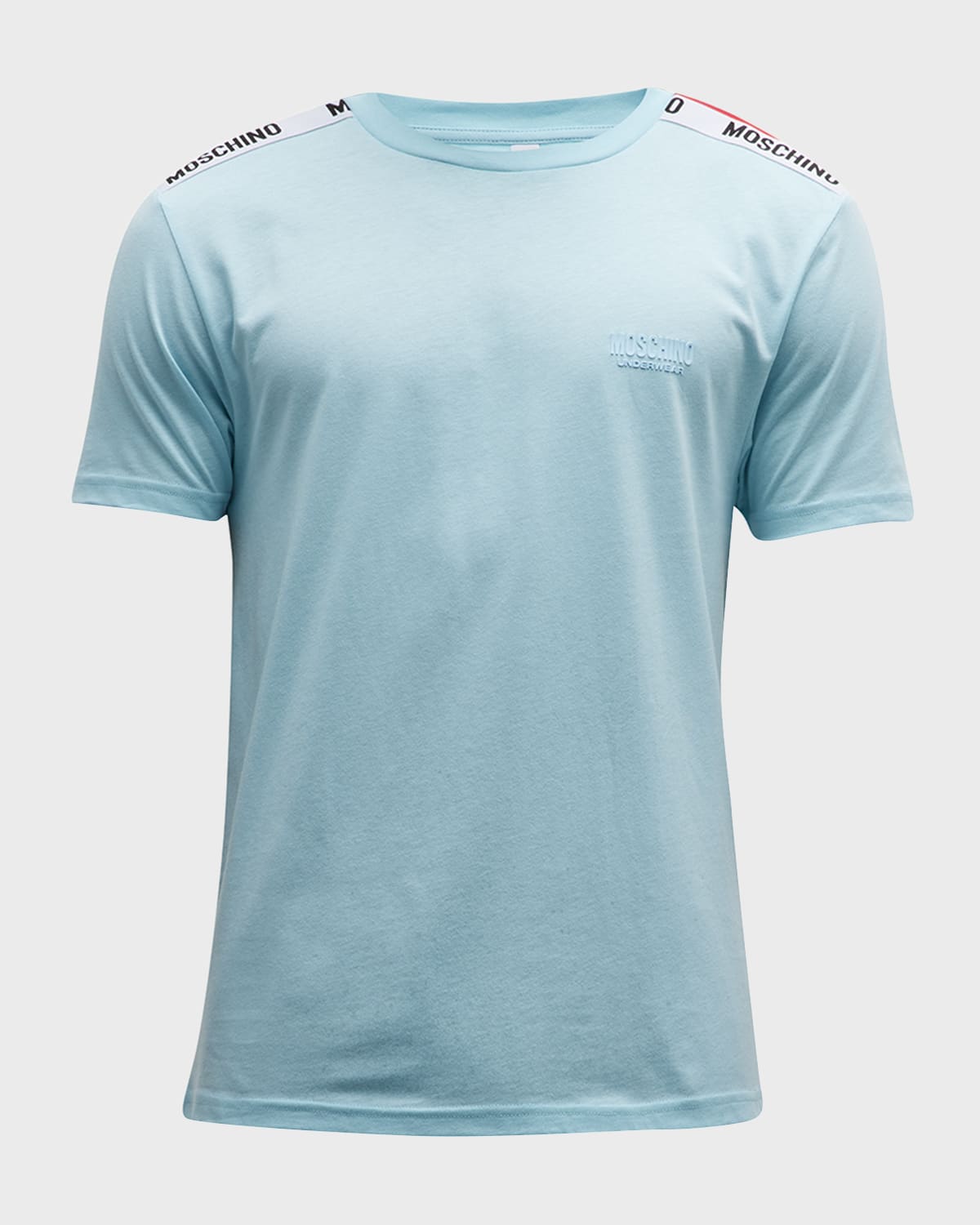 Moschino Men's T-shirt With Shoulder Taping In Light Blue