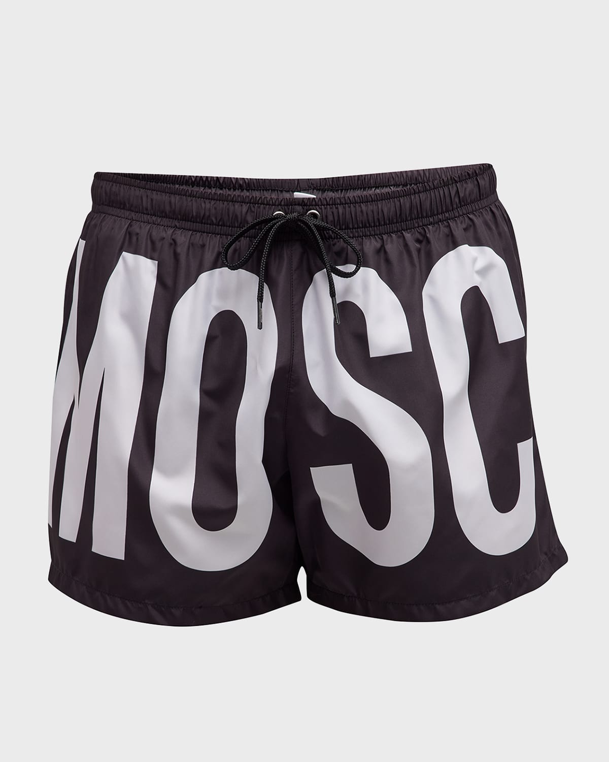 Shop Moschino Men's Full Logo Swim Shorts In Black