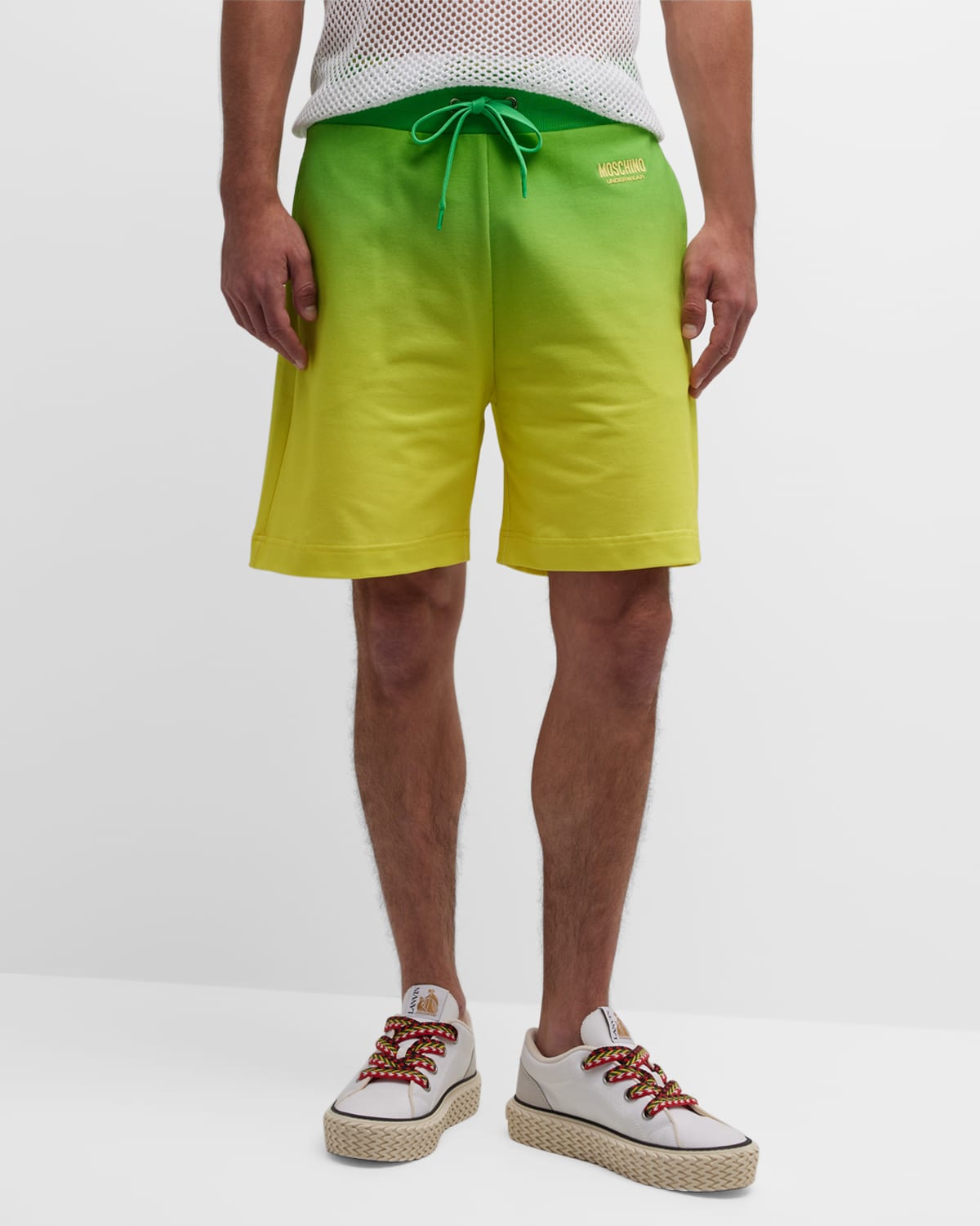 Moschino Men's Degrade Sweat Shorts In Green Multi