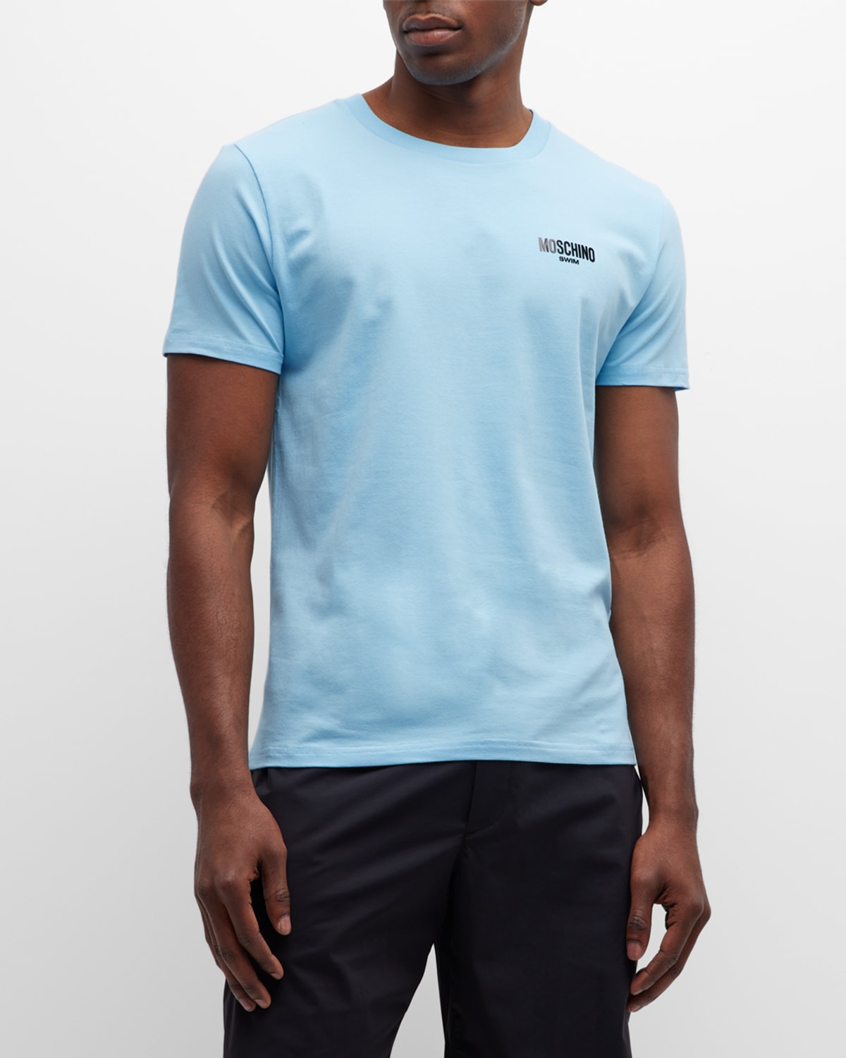 Moschino Men's Swim Logo T-shirt In Light Blue