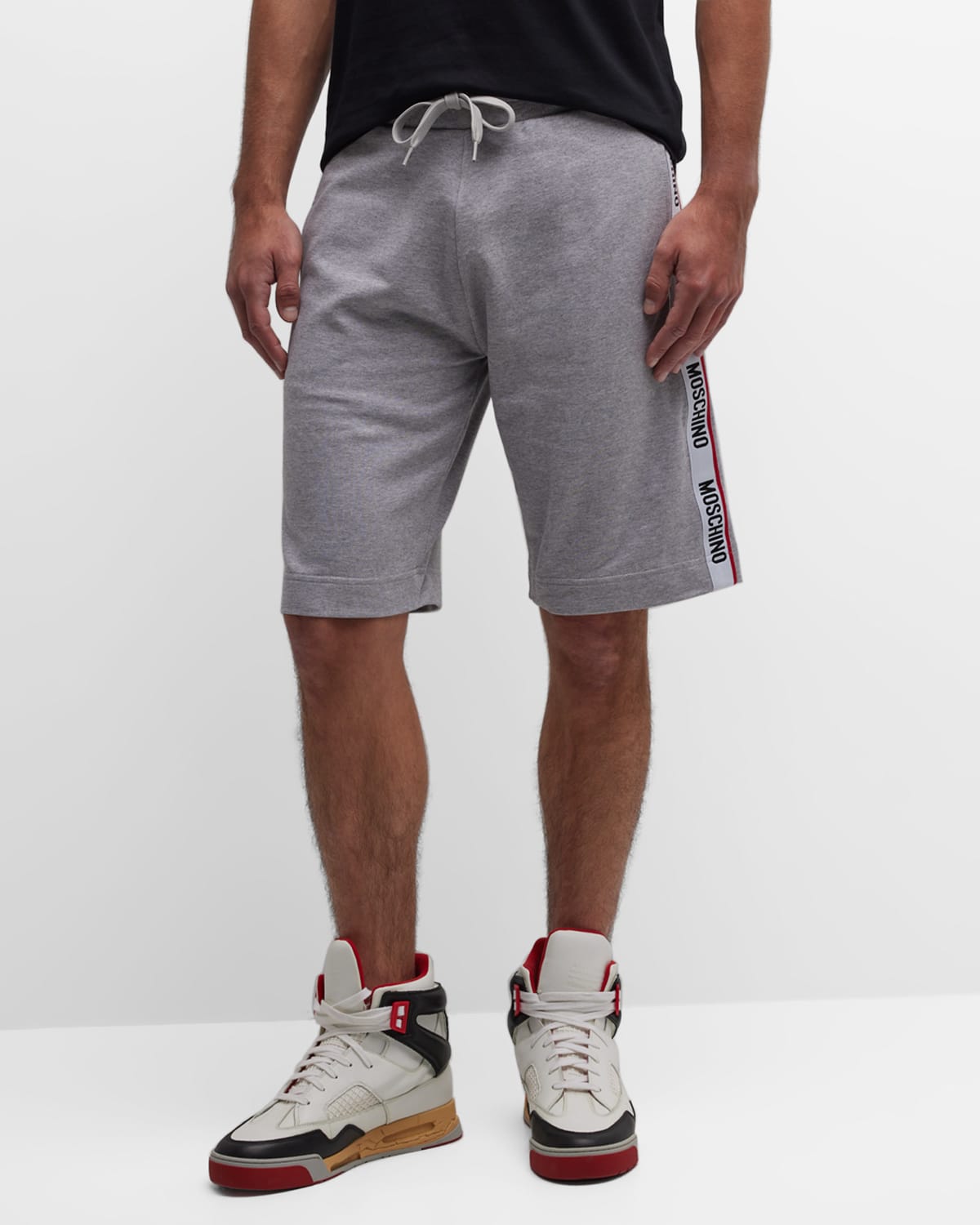 Moschino Men's Sweat Shorts With Side Taping In Grey
