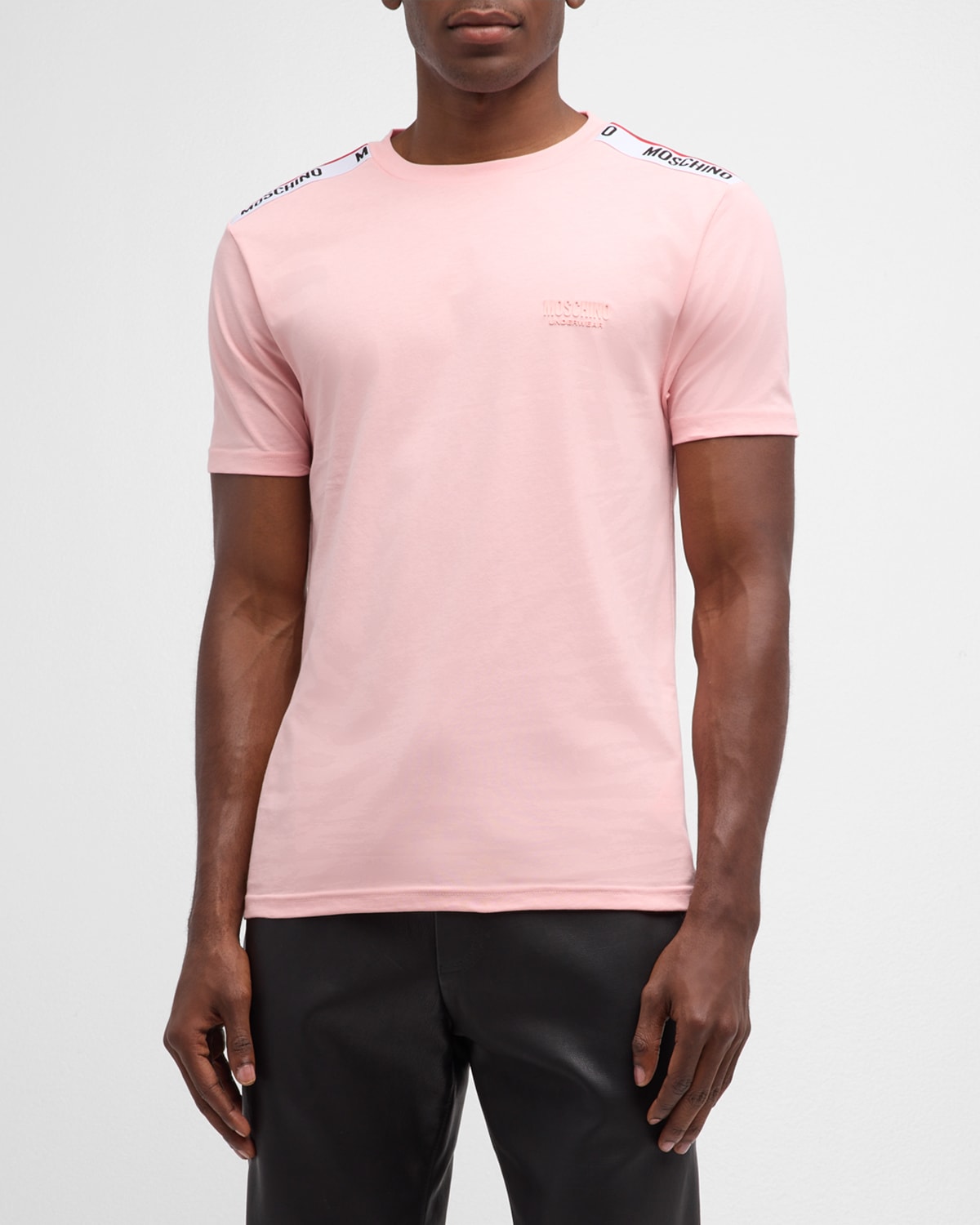Moschino Men's T-shirt With Shoulder Taping In Pink