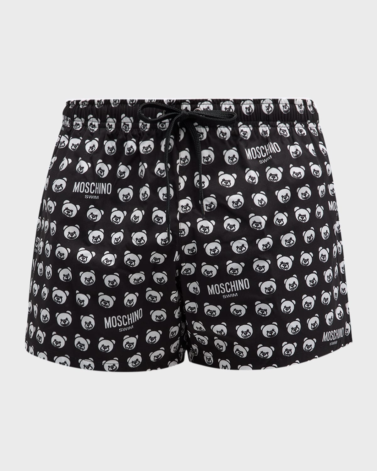 Moschino Men's Teddy Bear-print Swim Shorts In Black