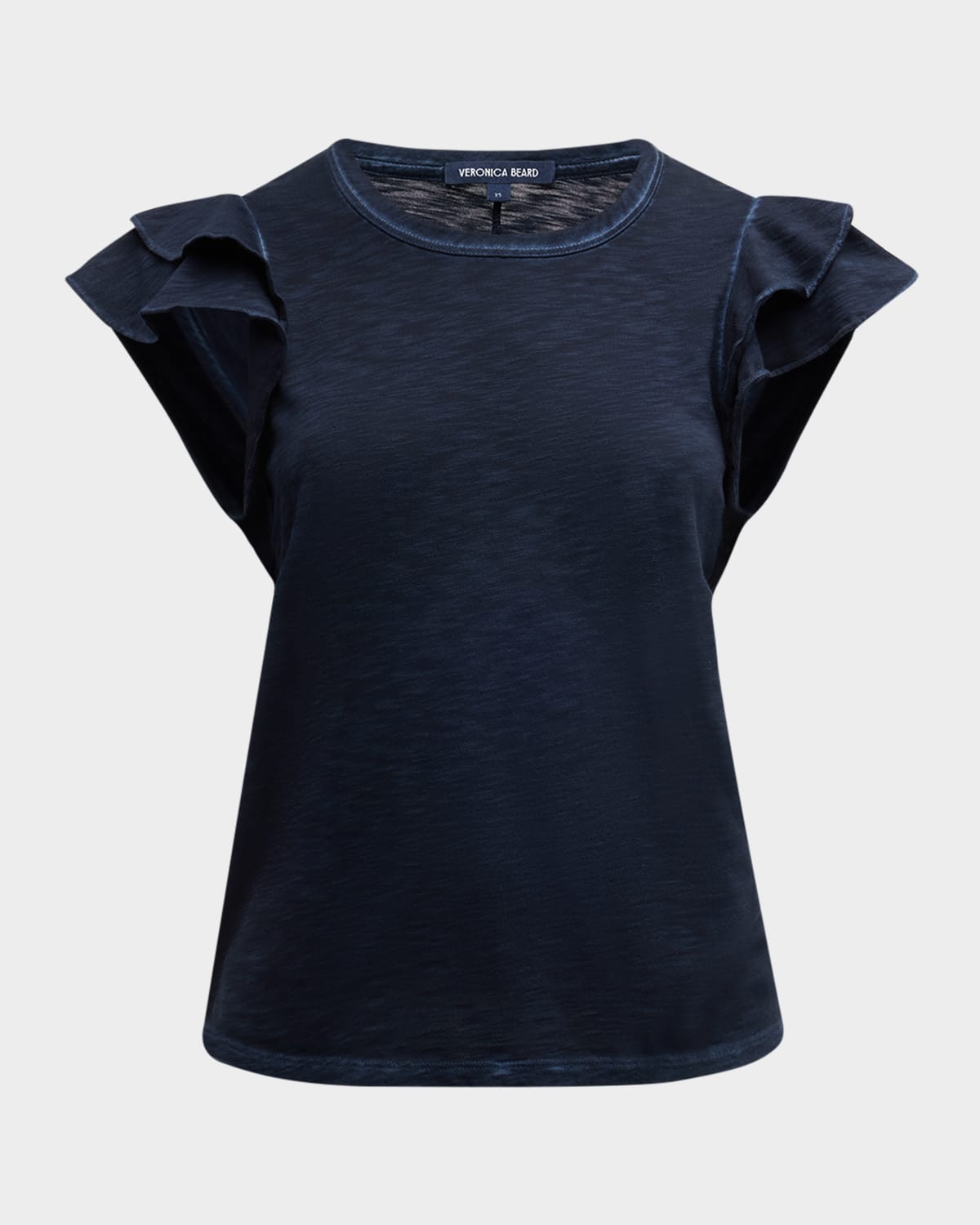 Veronica Beard Jeans Akeela Ruffle Sleeve Tee In Navy