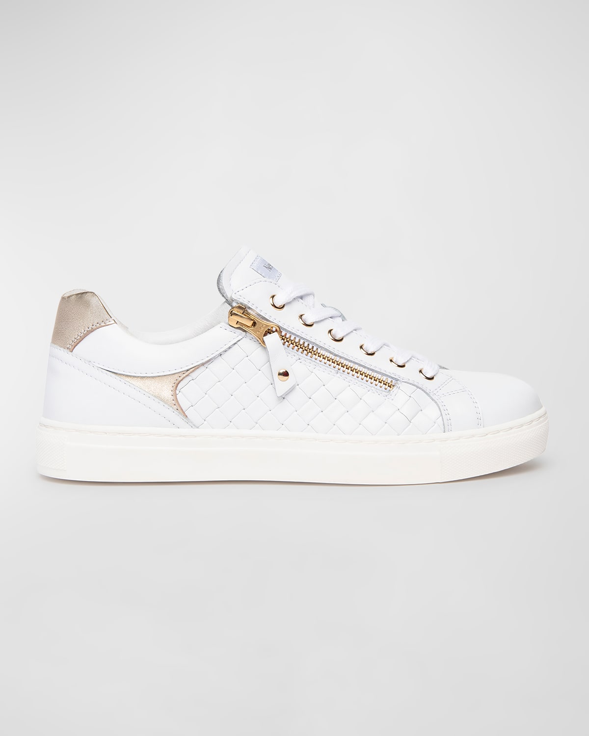 Shop Nerogiardini Embossed-side Zip Low-top Sneakers In White