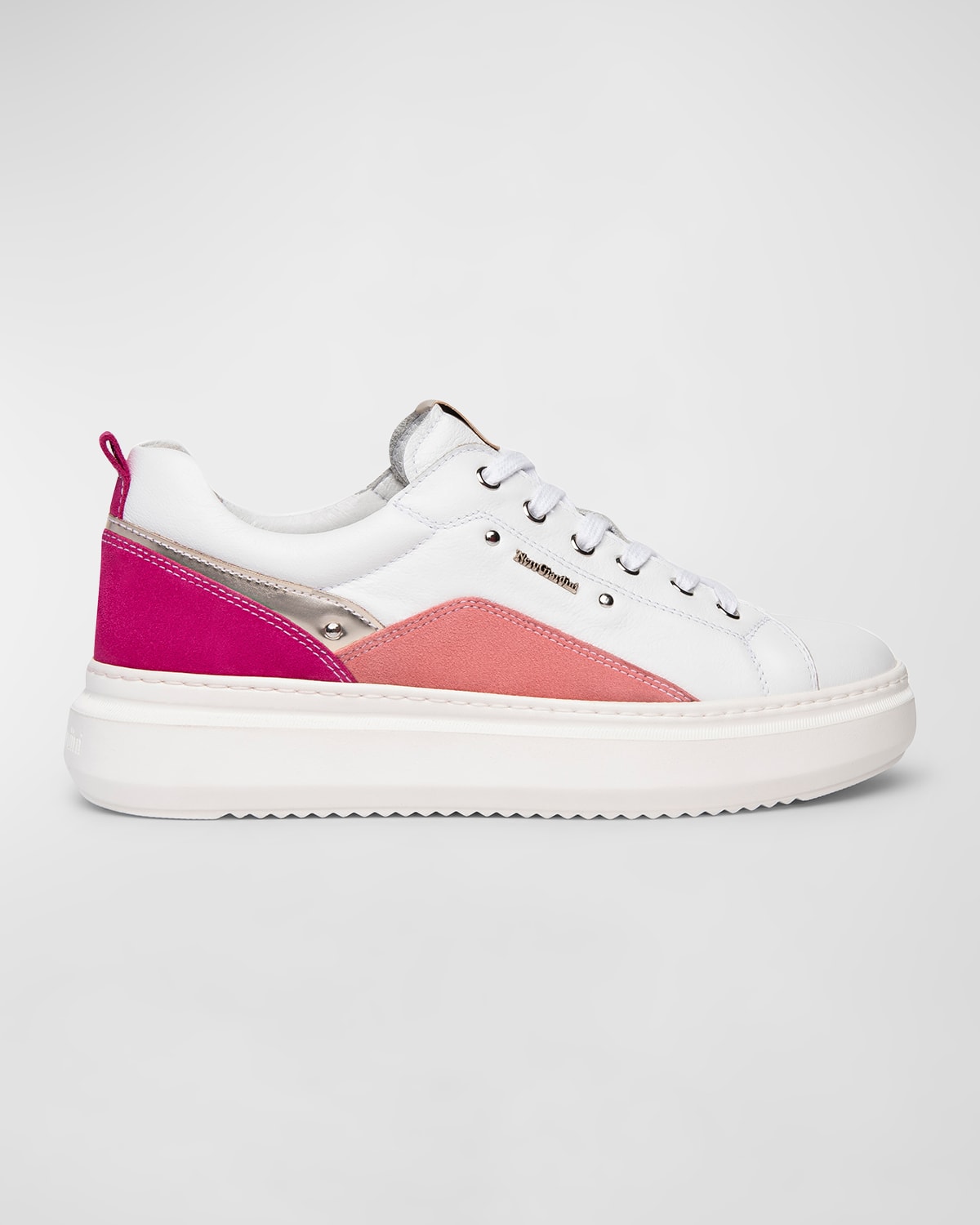 Nerogiardini Colorblock Retro Low-top Sneakers In Fuschia Multi