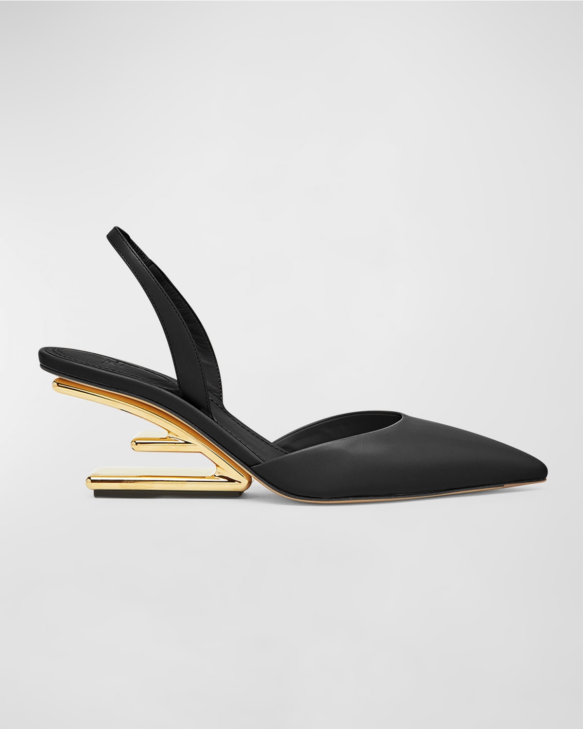 First Leather F-Heel Slingback Pumps