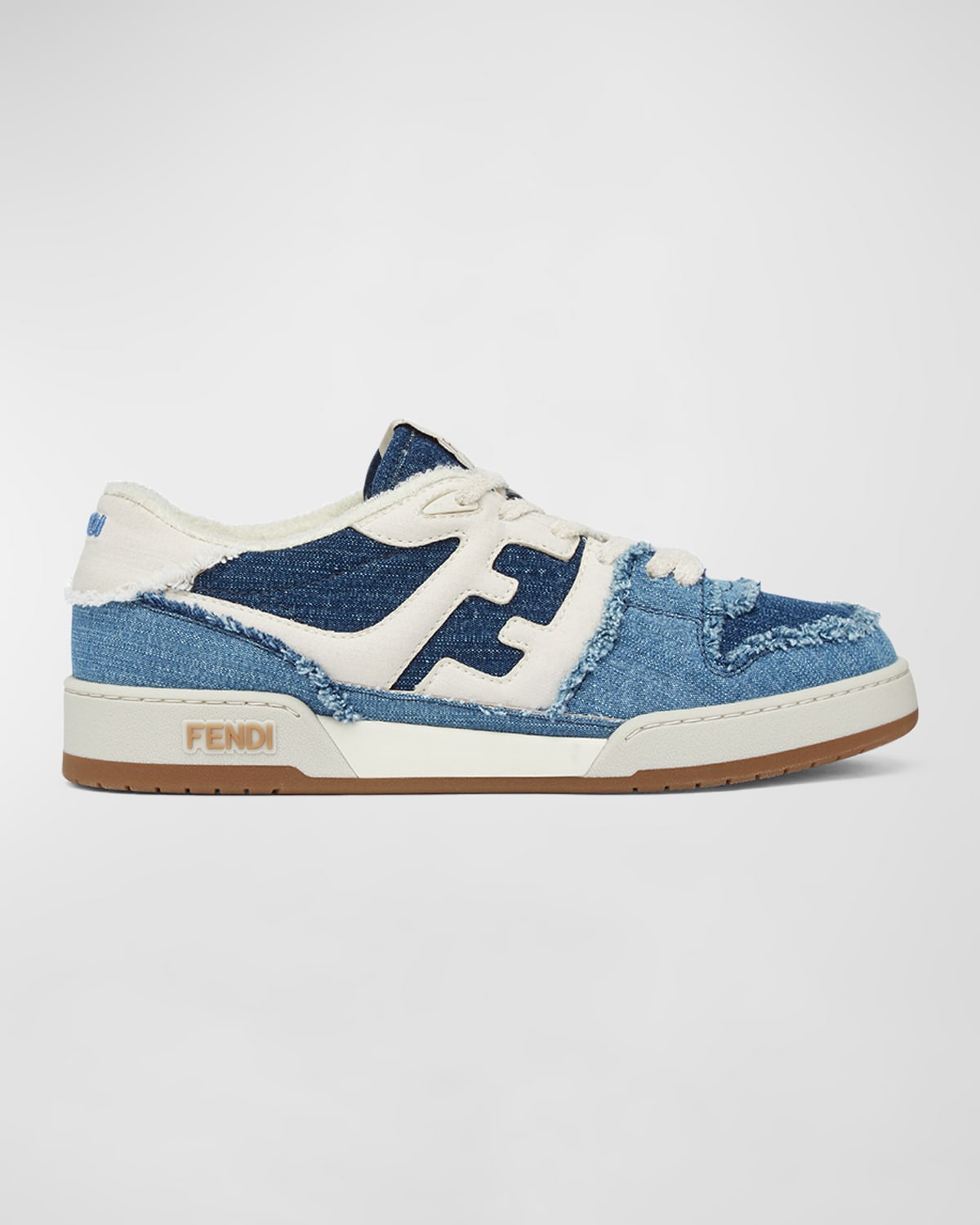 Shop Fendi Men's Match Mixed Denim Low-top Sneakers In Denib.iceblulg.bl