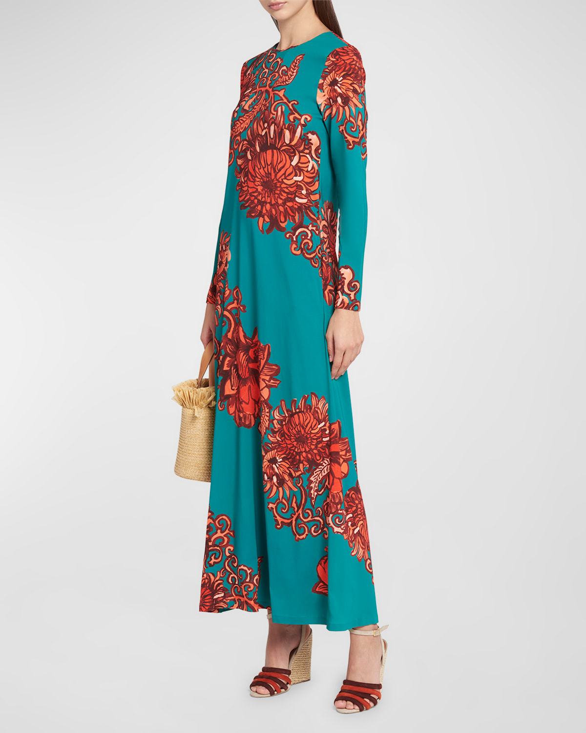 La Doublej Long Sleeve Swing Dress In Anemone Ghirlanda