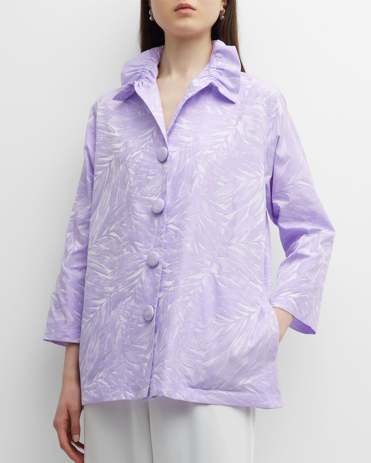 Caroline Rose Island Breeze Botanical Jacquard Jacket In Lavender