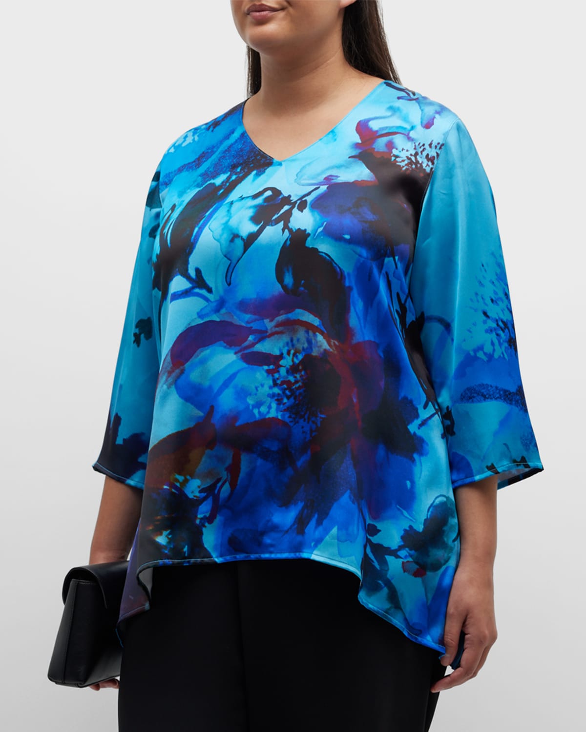 Caroline Rose Plus Plus Size V-Neck Abstract-Print Tunic