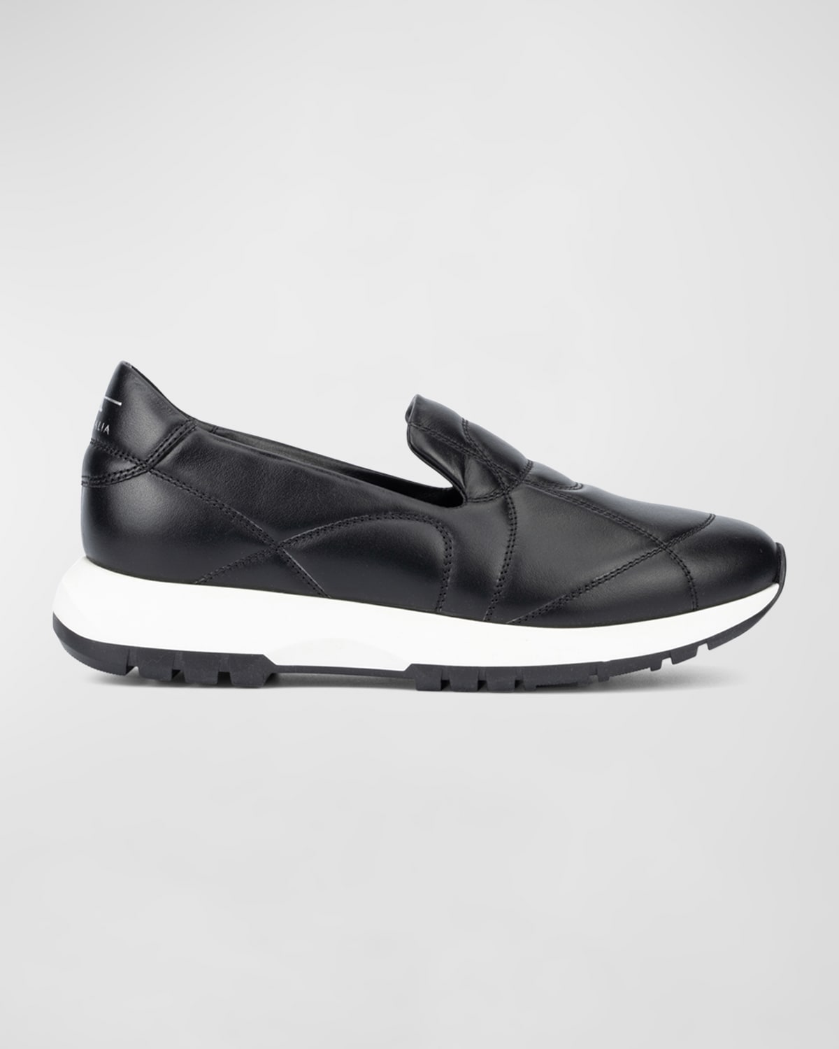 Shop Aquatalia Katya Quilted Leather Slip-on Sneakers In Black