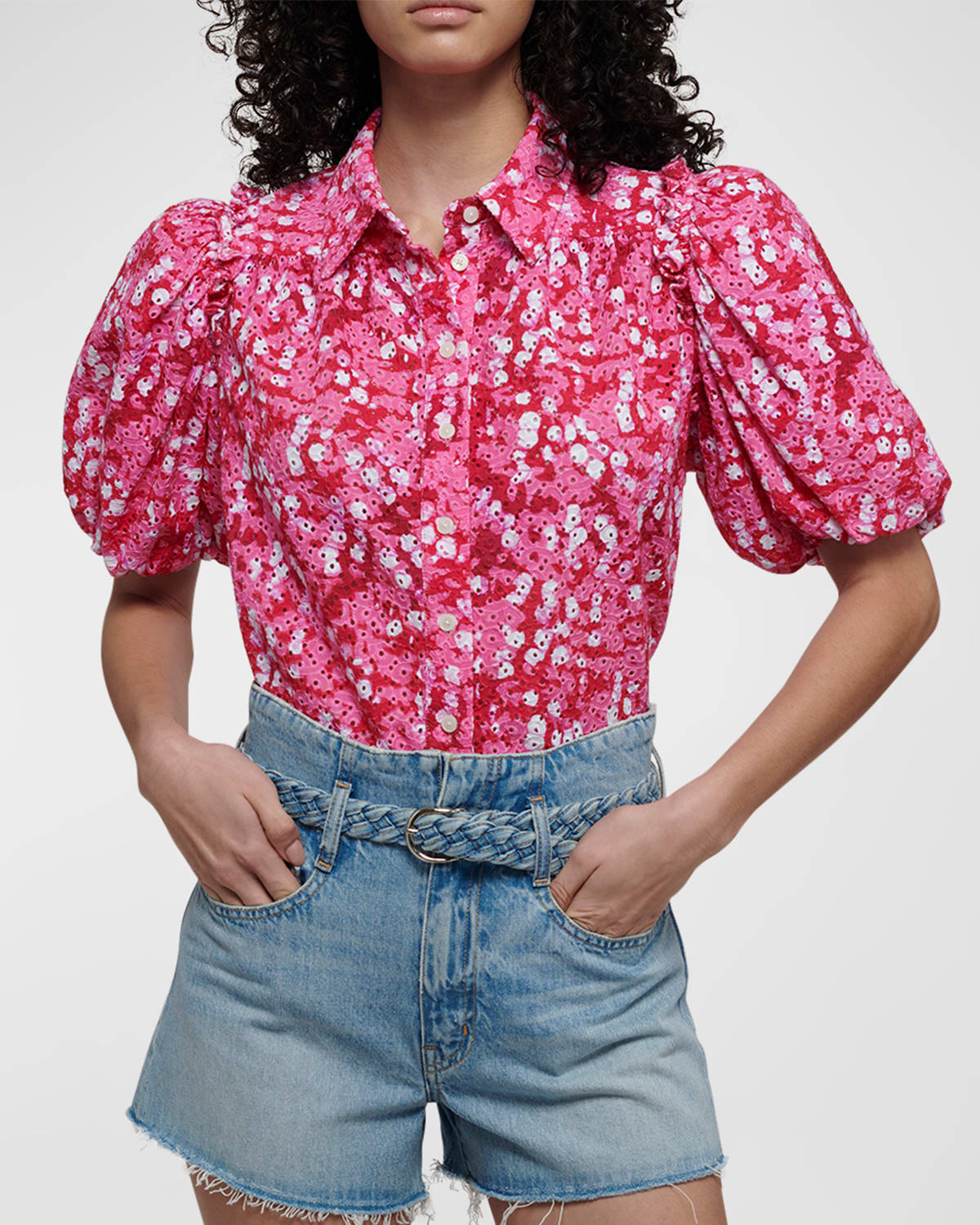 Daria Printed Puff-Sleeve Shirt