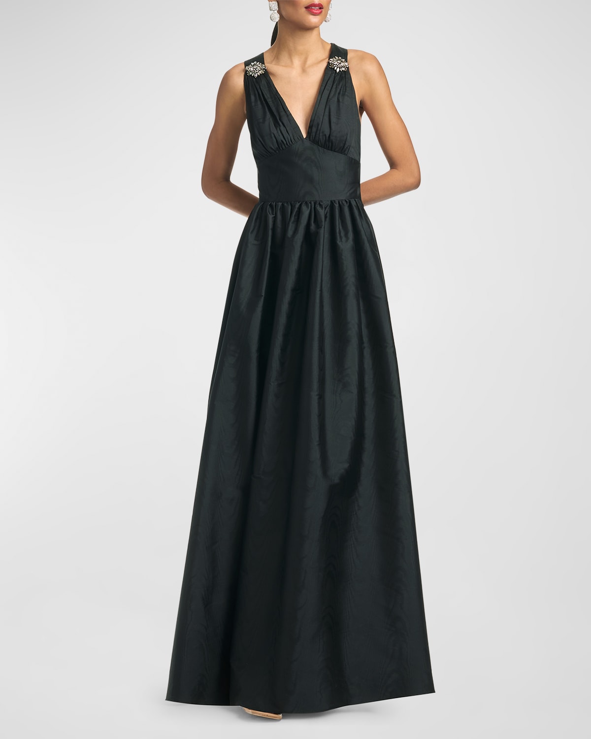 Sachin & Babi Kenzie Brooch-embellished Gown In Black