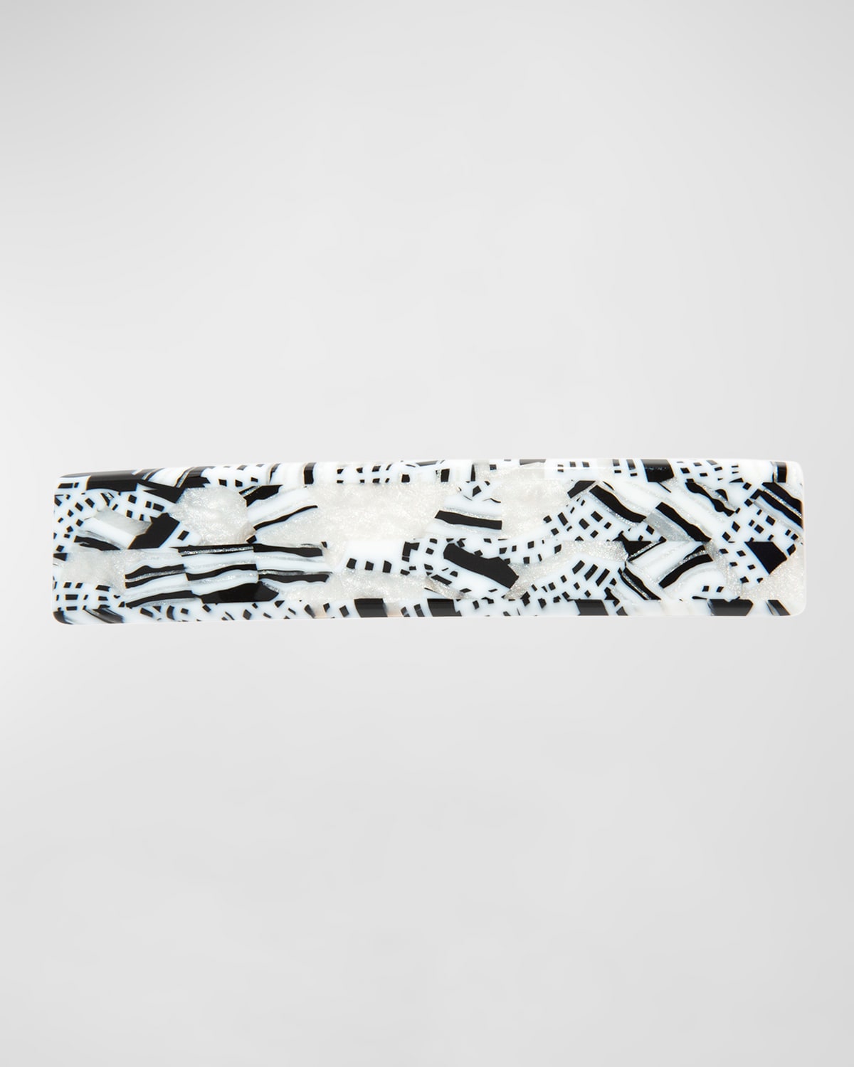 France Luxe Black & White Classic Rectangle Barrette In Hesperi