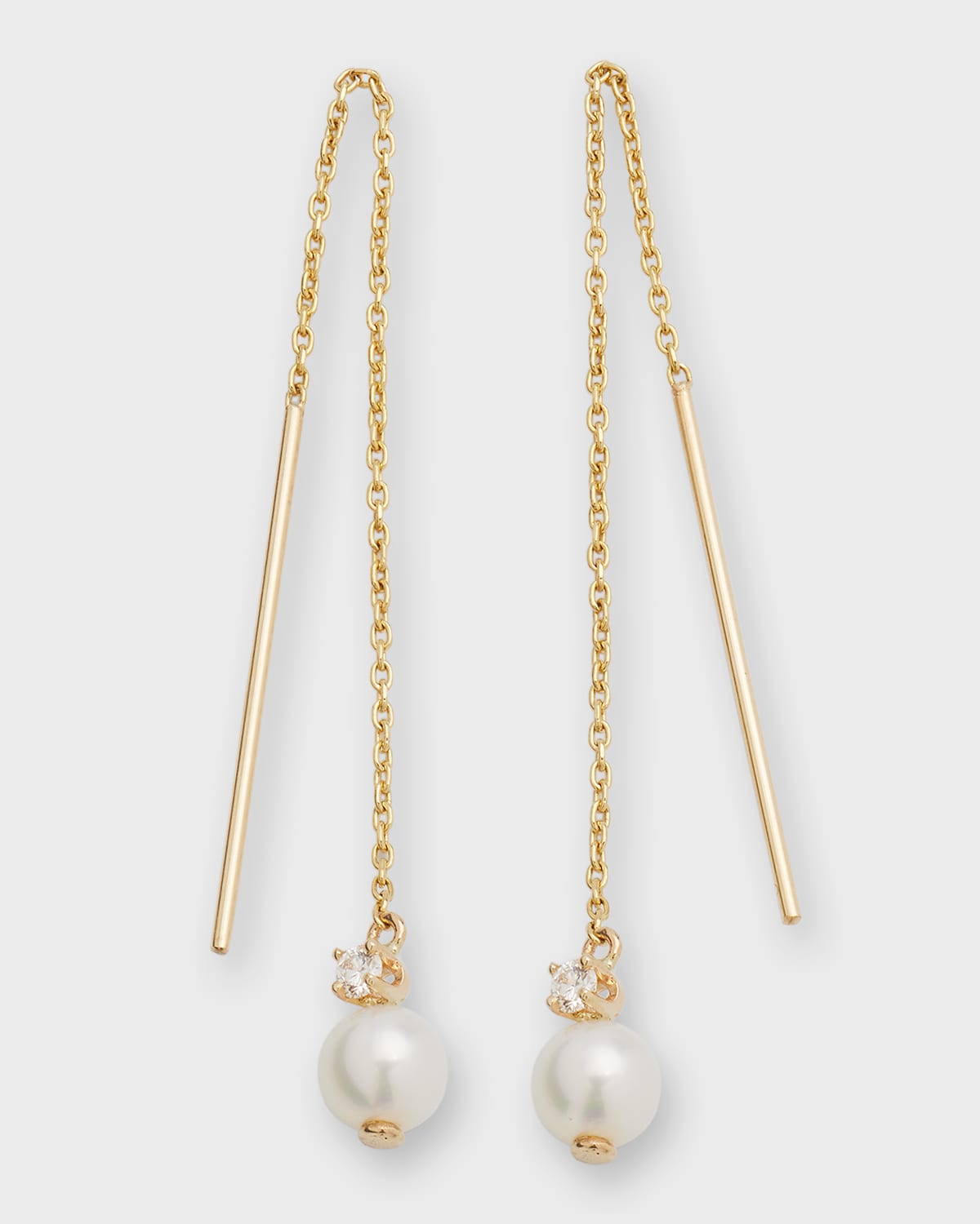 Small Pearl Diamond Threader Earrings