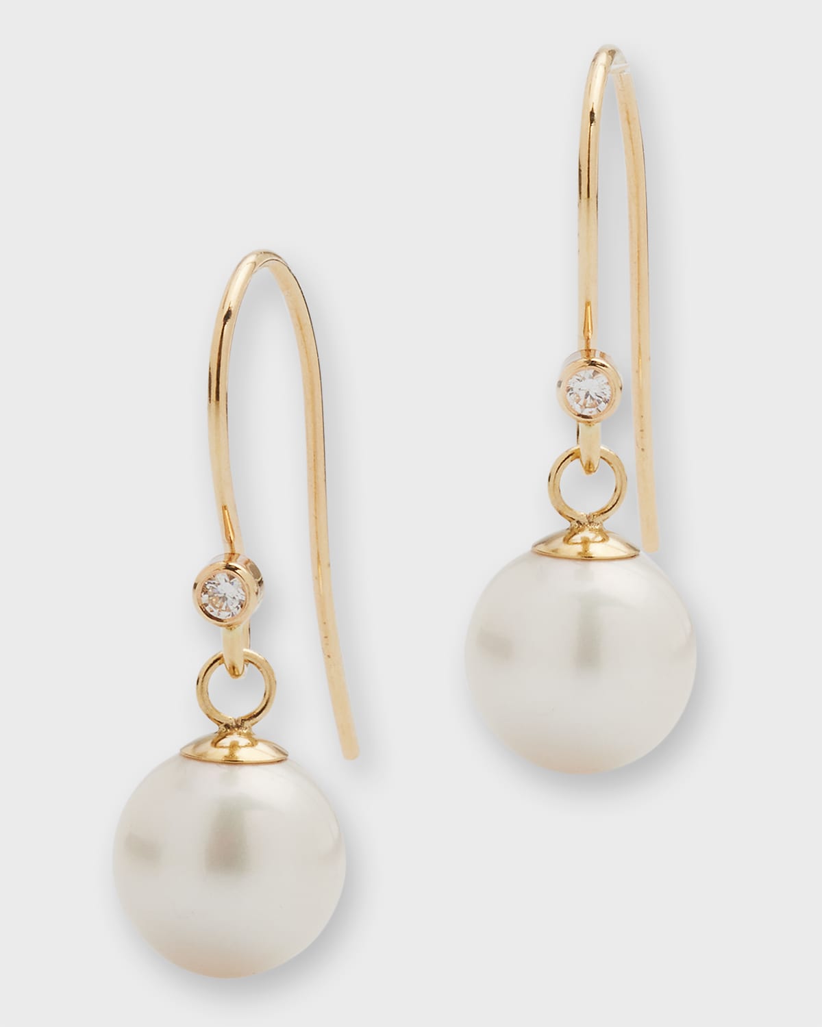 Large Round Pearl Diamond Dangle Earrings