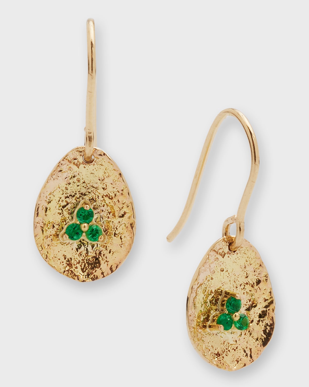 14K Recycled Gold Petal Emerald Trio Earrings