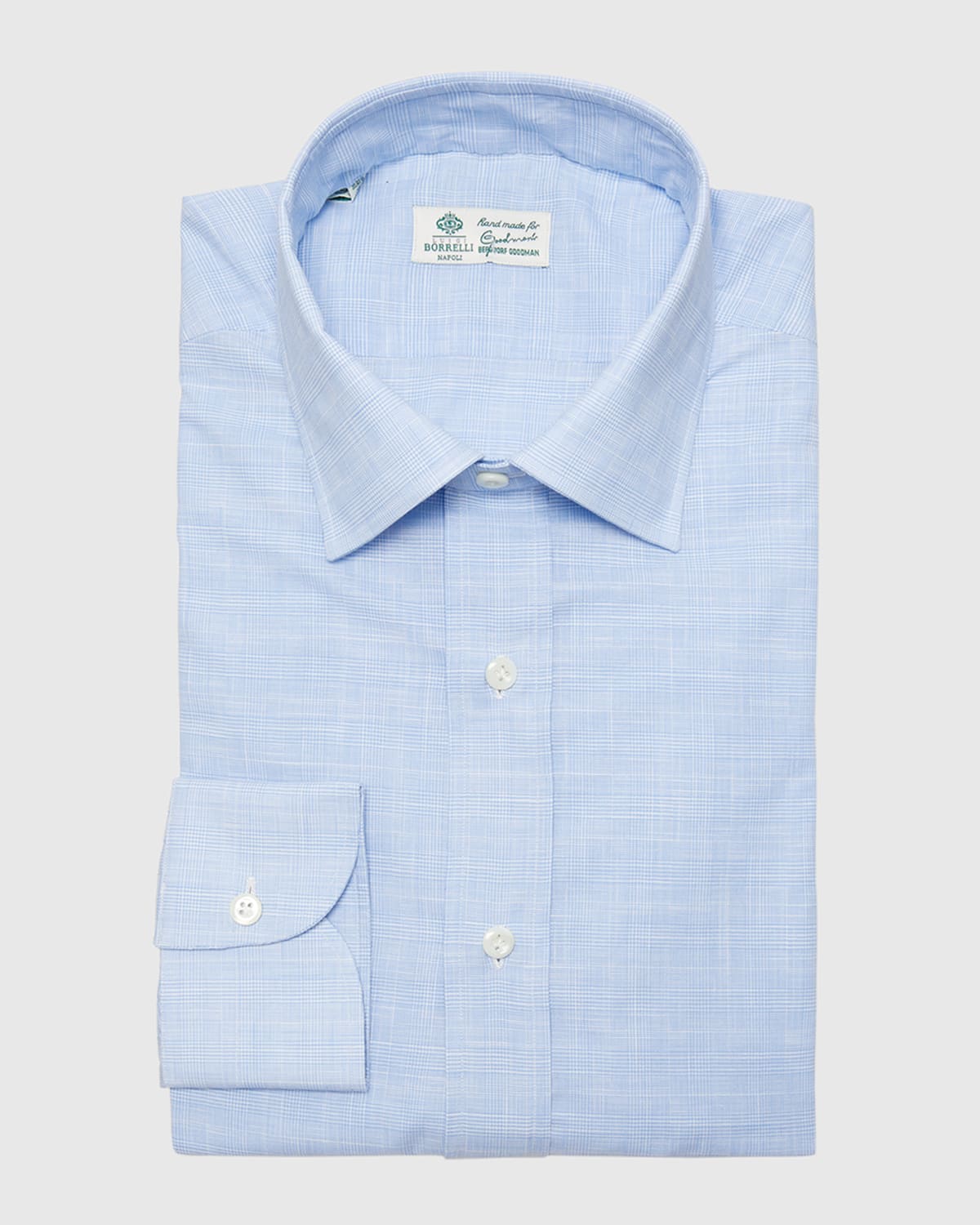 Borrelli Men's Mini-check Cotton Dress Shirt In Blue
