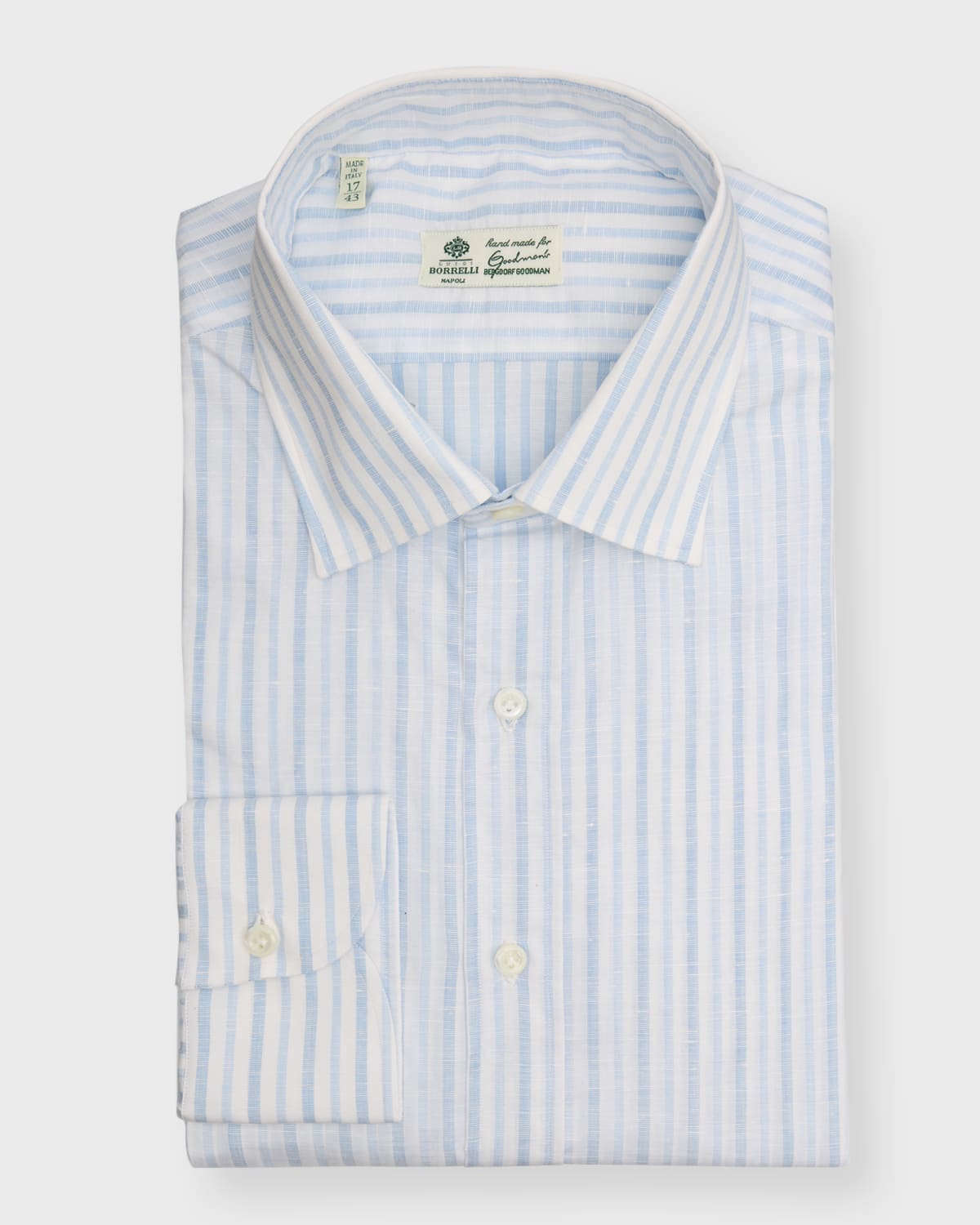 Borrelli Men's Cotton Stripe Dress Shirt In 21 Blue White