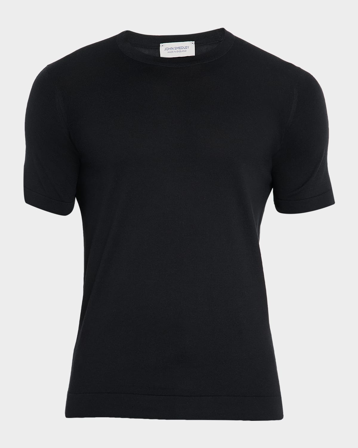 John Smedley 'lorca' Crewneck Short Sleeve Sea Island Cotton Knit T-shirt In Black