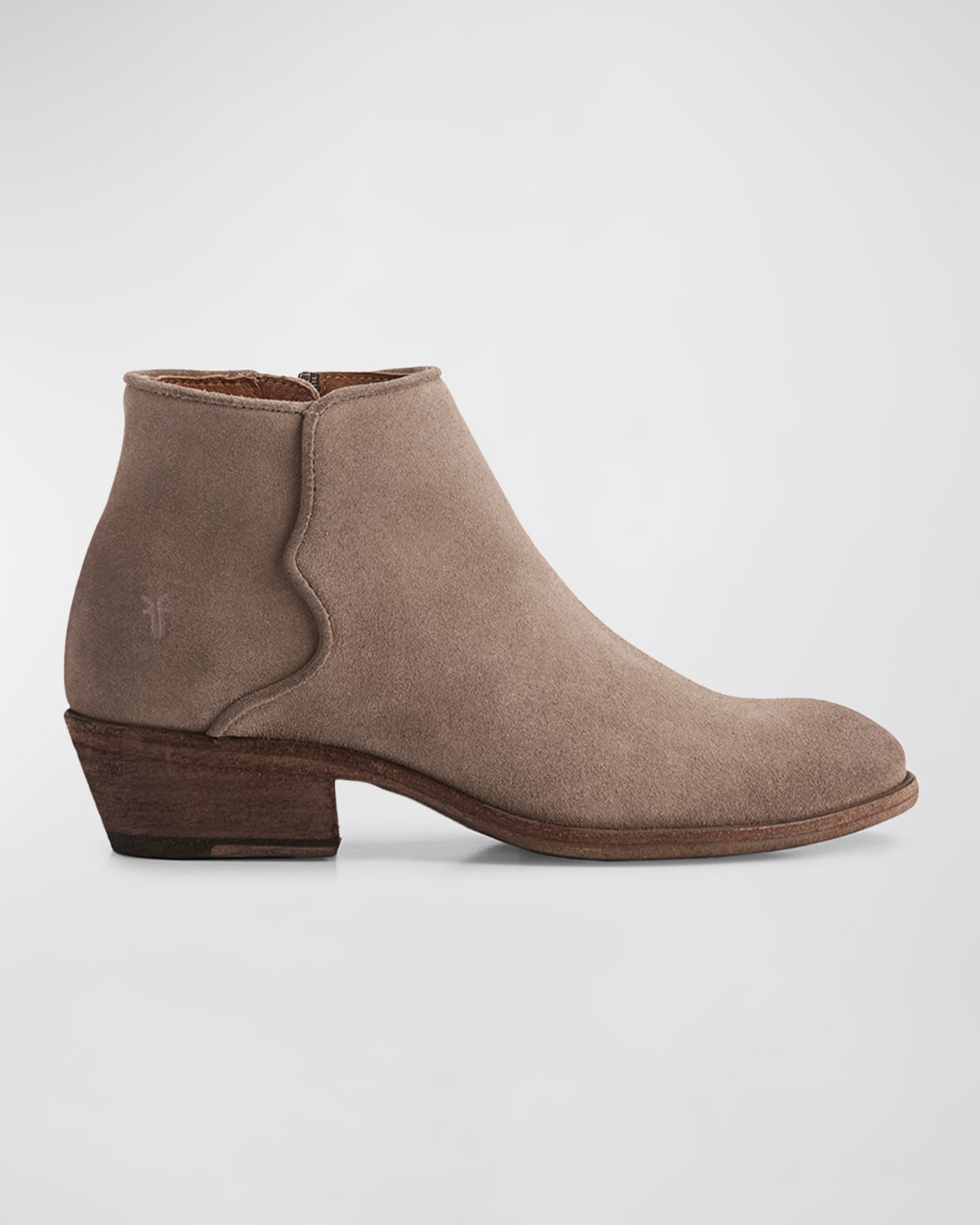 FRYE CARSON SUEDE PIPING ZIP BOOTIES