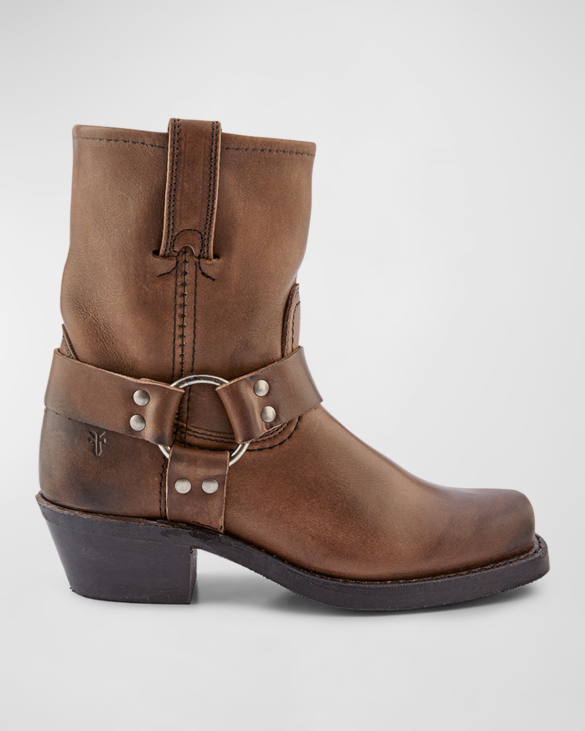 Frye Leather Short Harness Moto Boots In Smoke