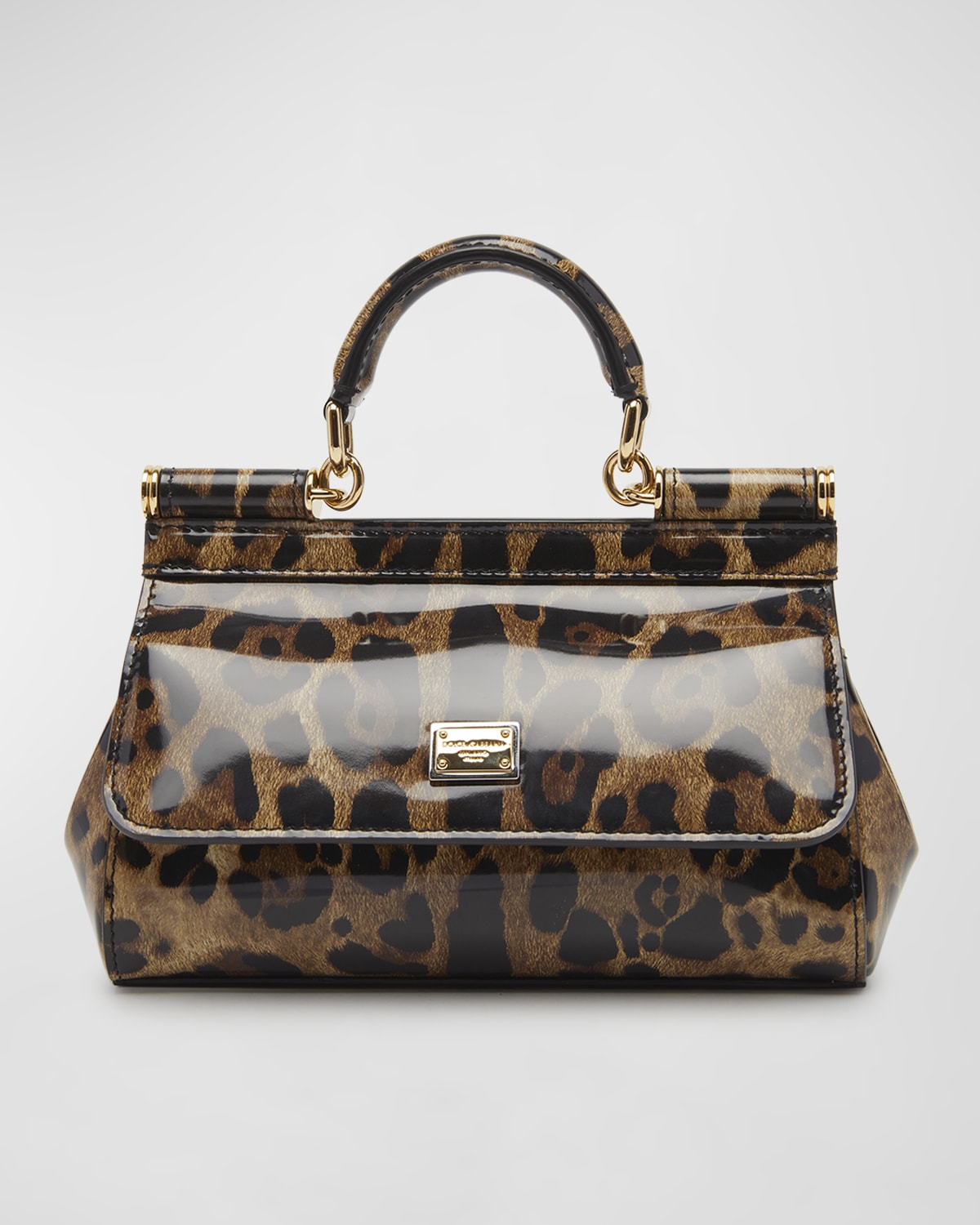 Dolce&Gabbana Medium Sicily bag in shiny leopard-print leather