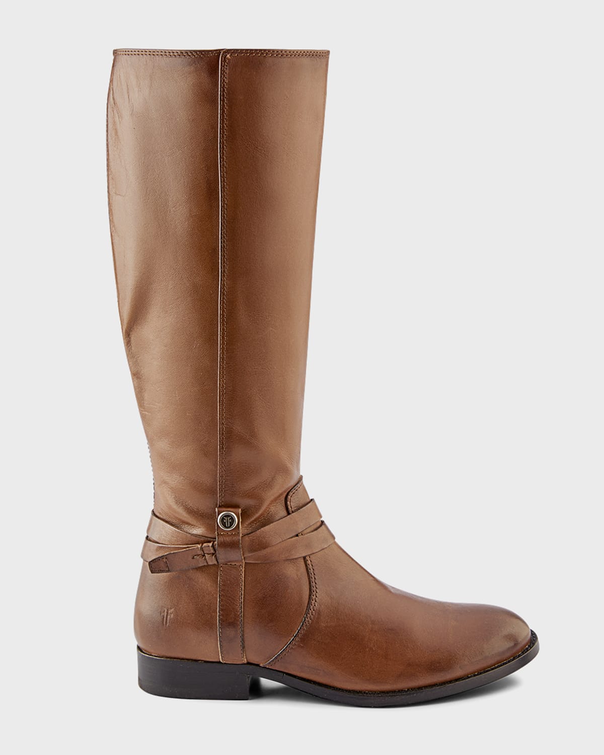 Frye Melissa Leather Belted Tall Riding Boots In Dark Taupe