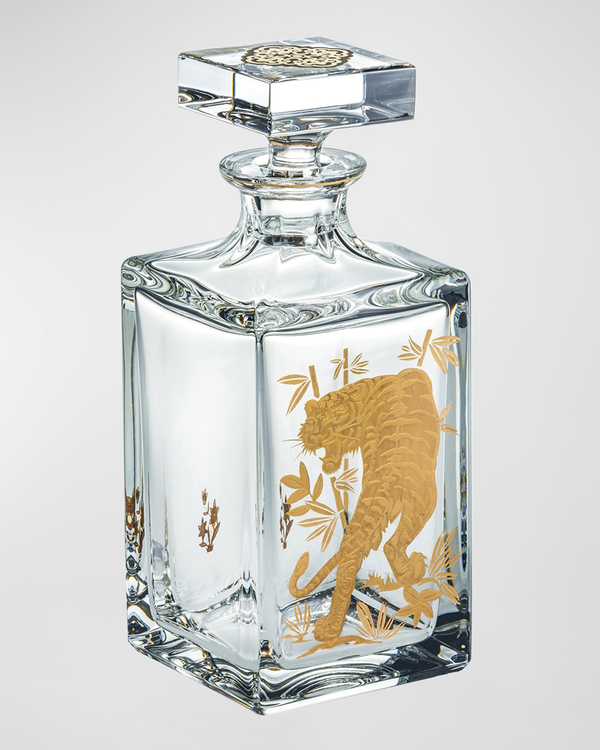 VISTA ALEGRE WHISKEY DECANTER WITH GOLDEN TIGER