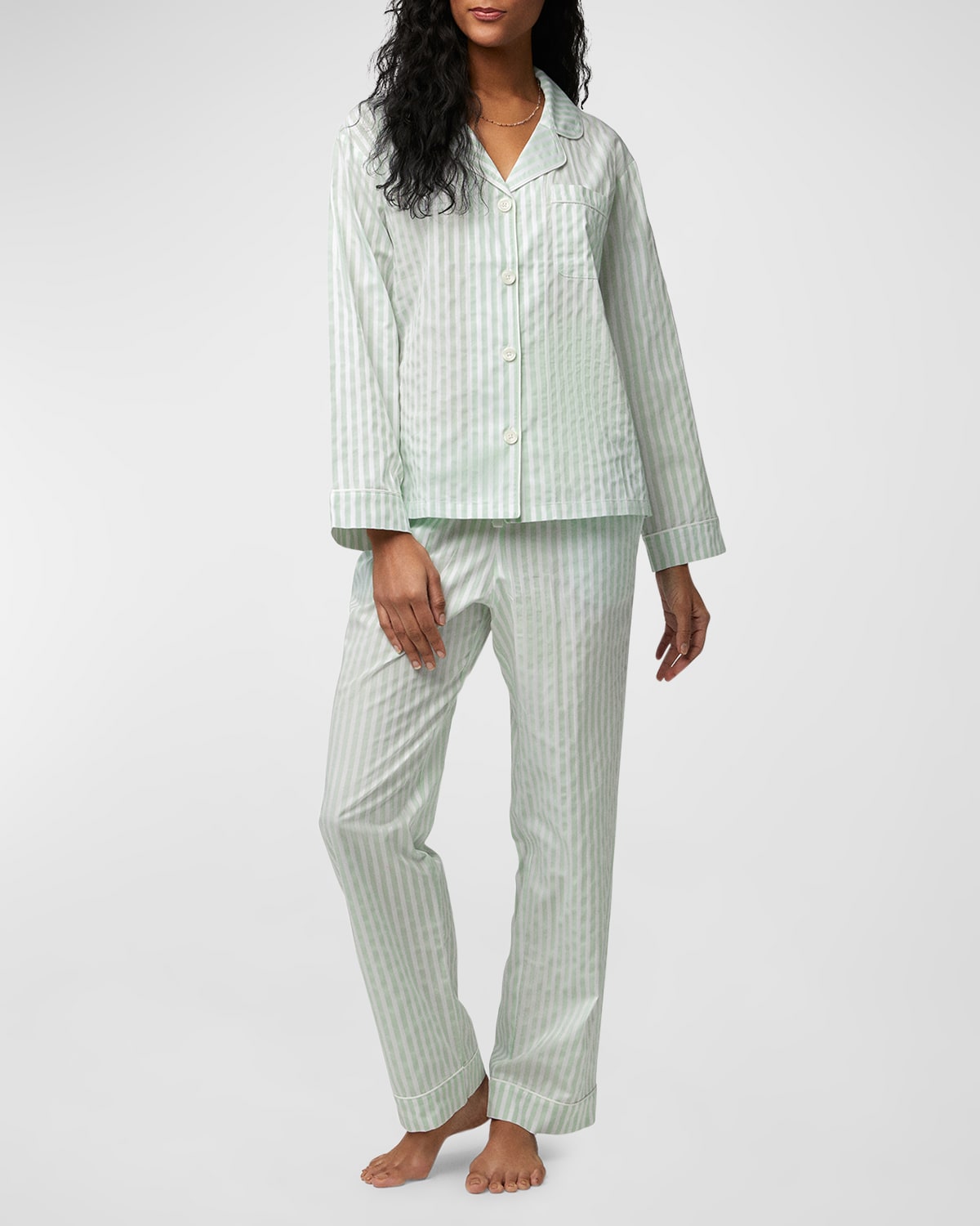 Bedhead Pajamas Stripe Organic Cotton Sateen Pajamas In Mint 3d Stripe