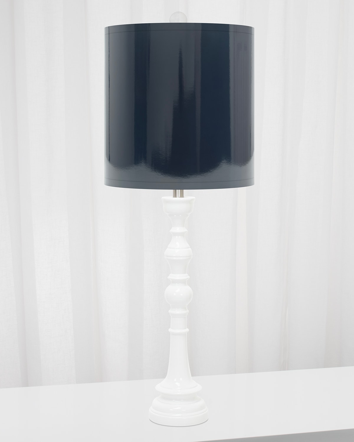 Shop Couture Lamps White Spindle Lamp In White/navy