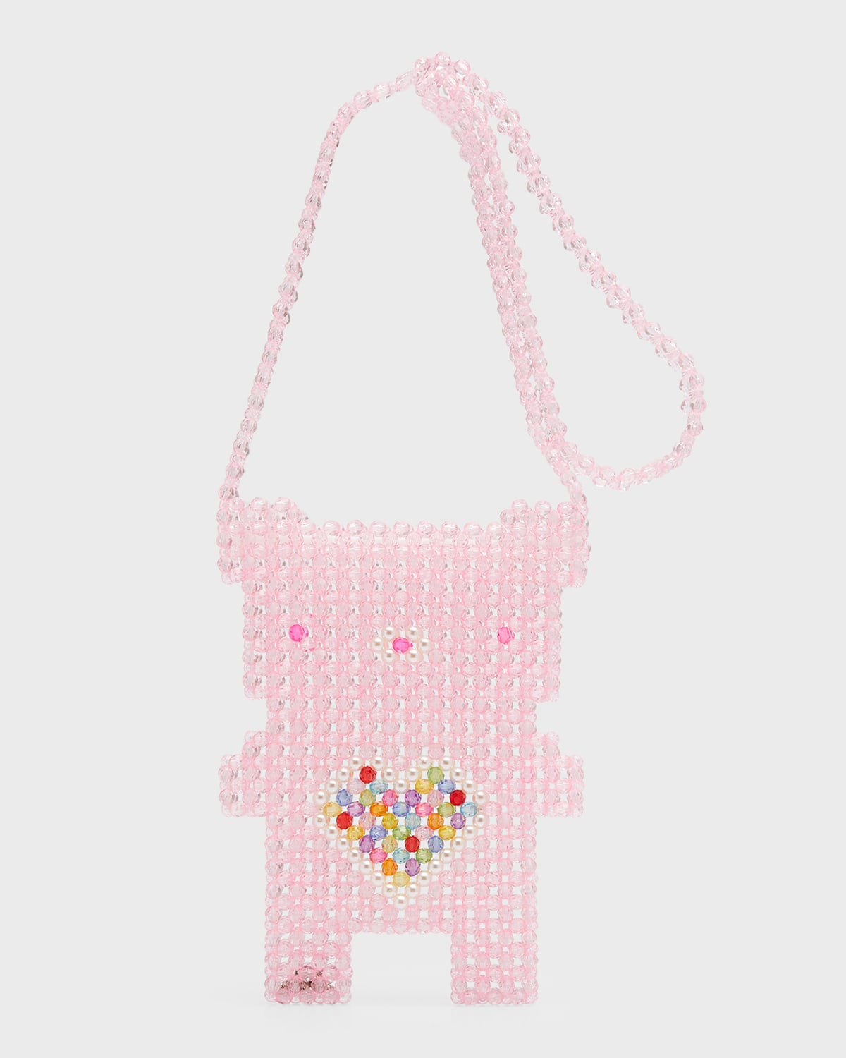 Bari Lynn Girl's Beaded Bear Handbag, Pink