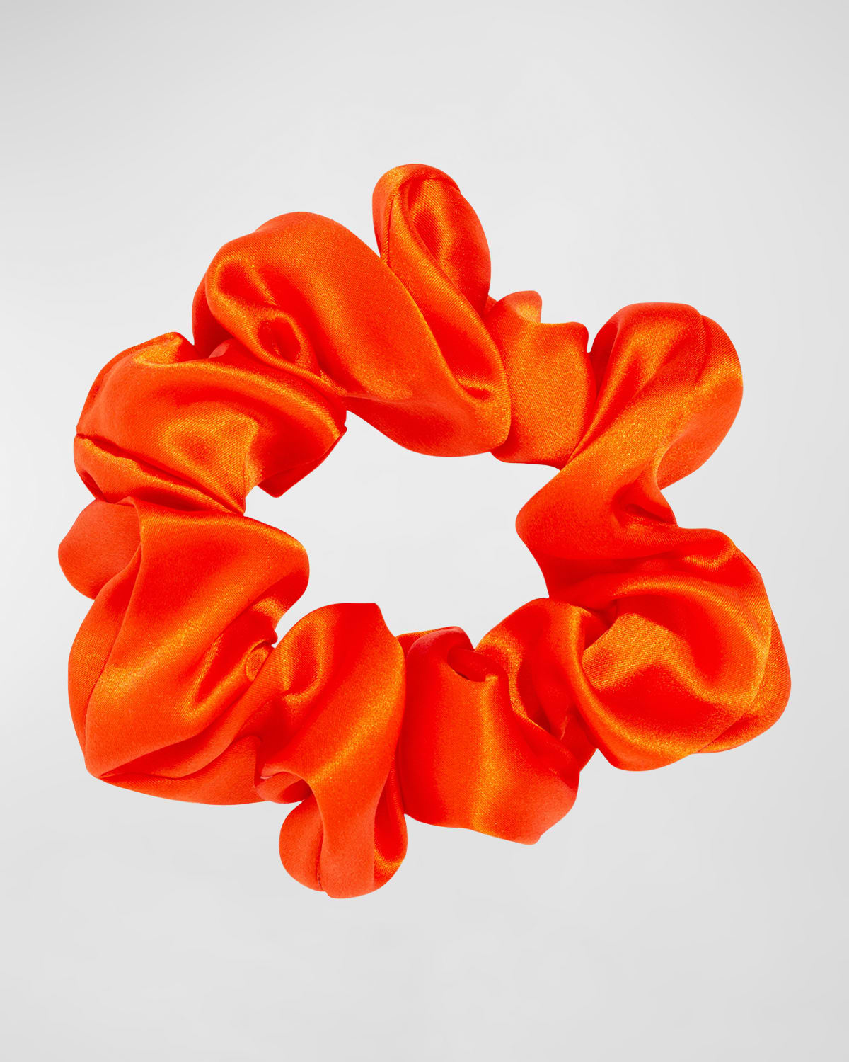 Shop L. Erickson Usa Silky Charmeuse Medium Pony Scrunchie In Silk Charmeuse Mandarin