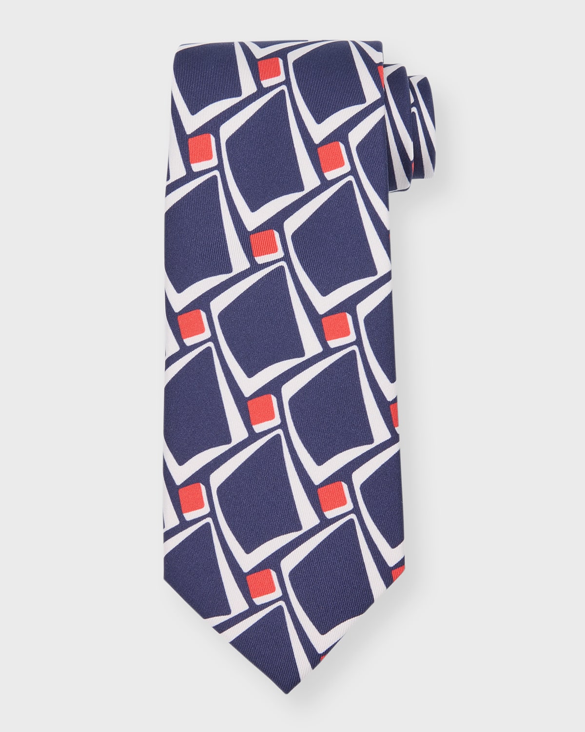 Charvet Men's Deco-print Silk Tie In Navy