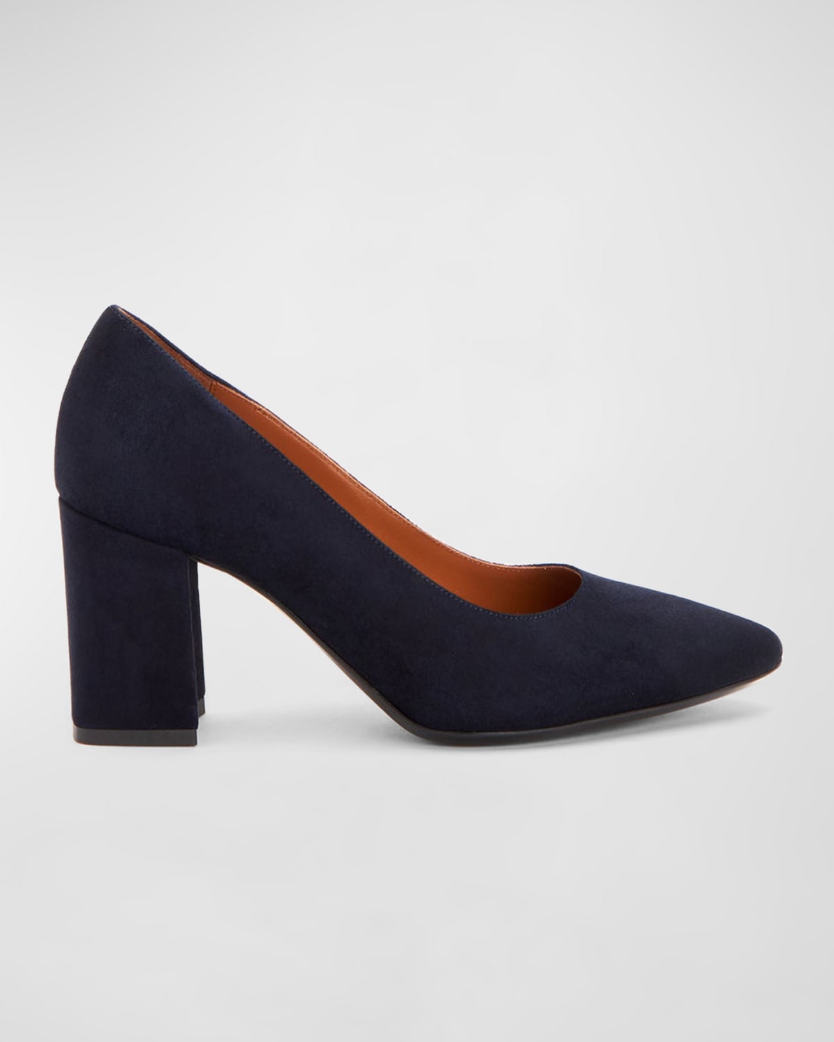 Aquatalia Peony Suede Block-heel Pumps In Navy