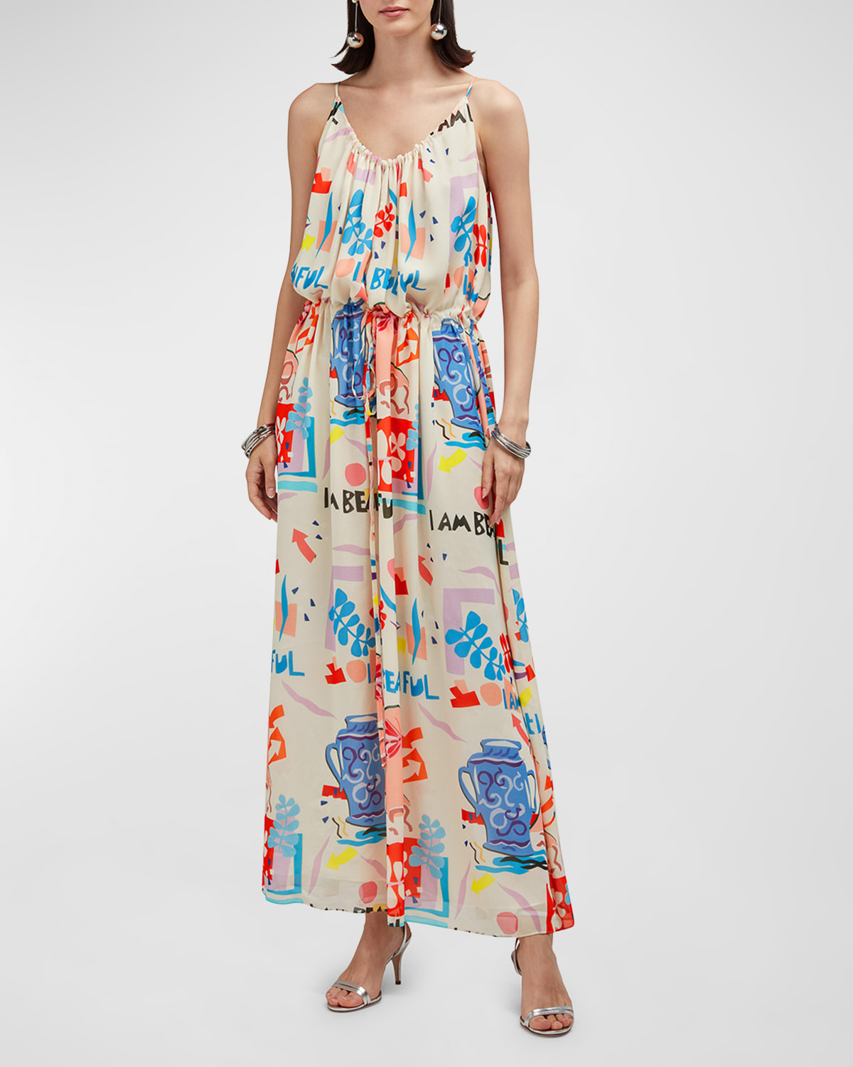 Greta Sleeveless Graphic-Print Maxi Dress