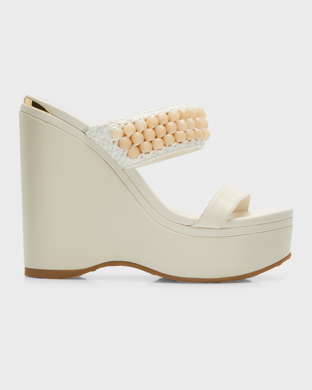 Jimmy Choo Women's Amoure 130 Embellished Wedge Slide Sandals In Latte Ivory