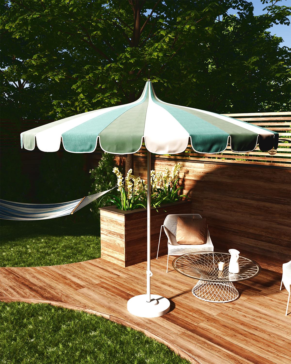 california umbrella pagoda patio umbrella Aamu 8'6" Outdoor by Sarah Sherman Samuel Classic and timeless Eucalyptus Pagoda Umbrella  Poolside