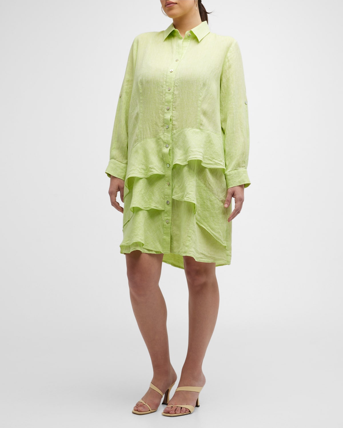 Finley Plus Size Jenna Ruffle-Trim Shirtdress