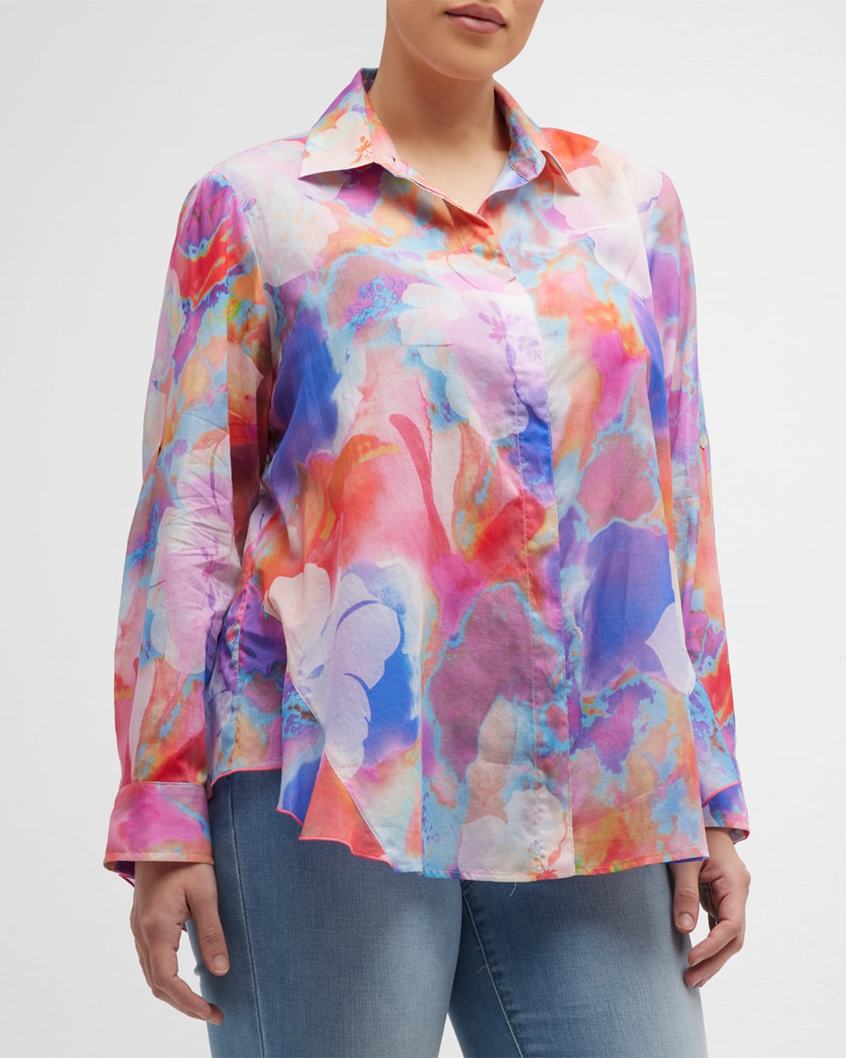 Plus Size Agatha Ruffle Floral-Print Shirt