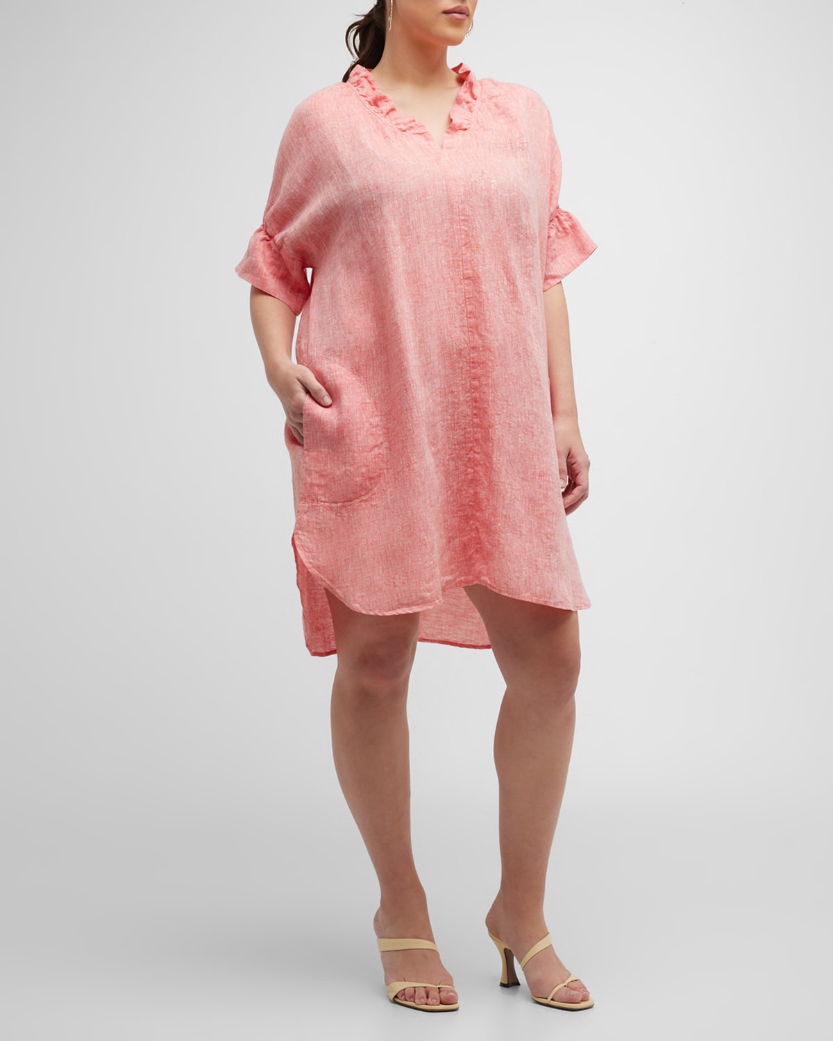 Plus Size Crosby Bell-Sleeve Linen Shirtdress