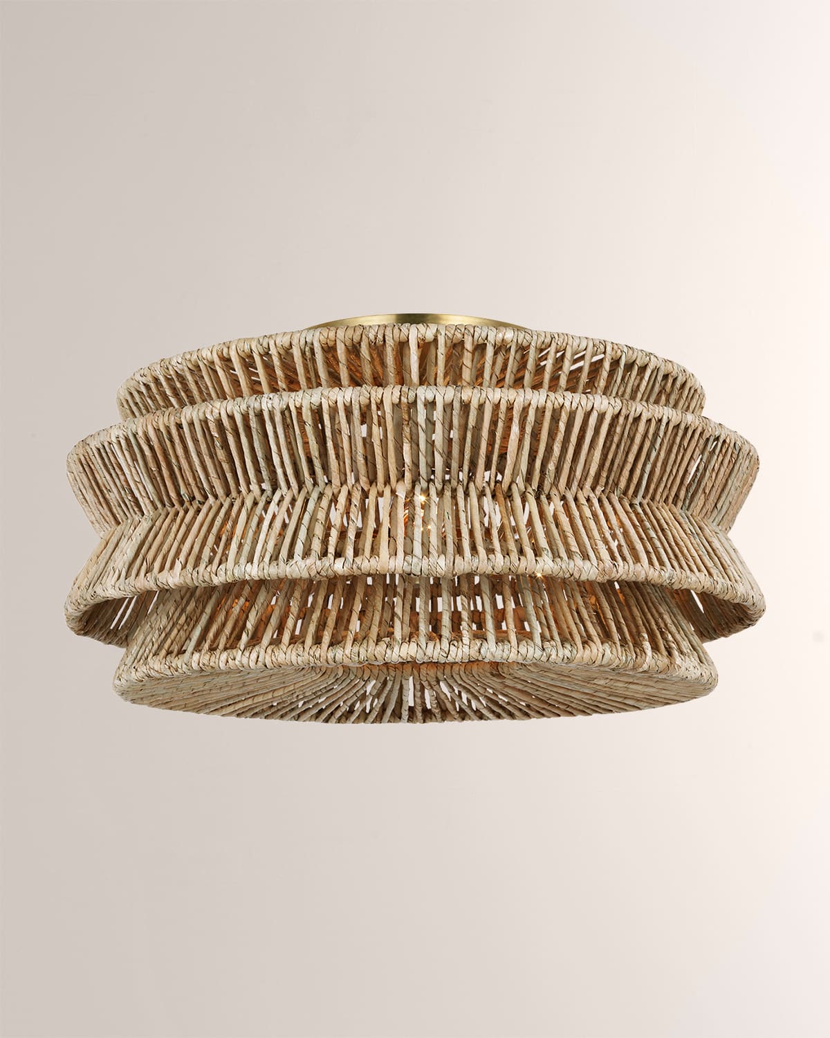 Antigua XL Semi-Flushmount in Antiqued Brass & Natural Abaca by Chapman & Myers