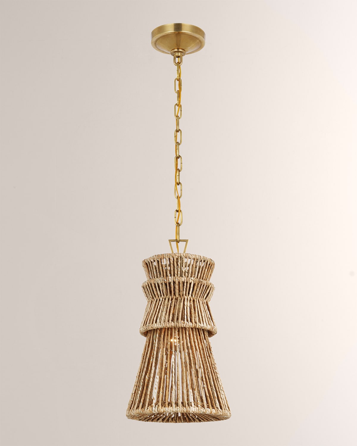 Antigua 10" Pendant Light in Antiqued Brass & Natural Abaca by Chapman & Myers
