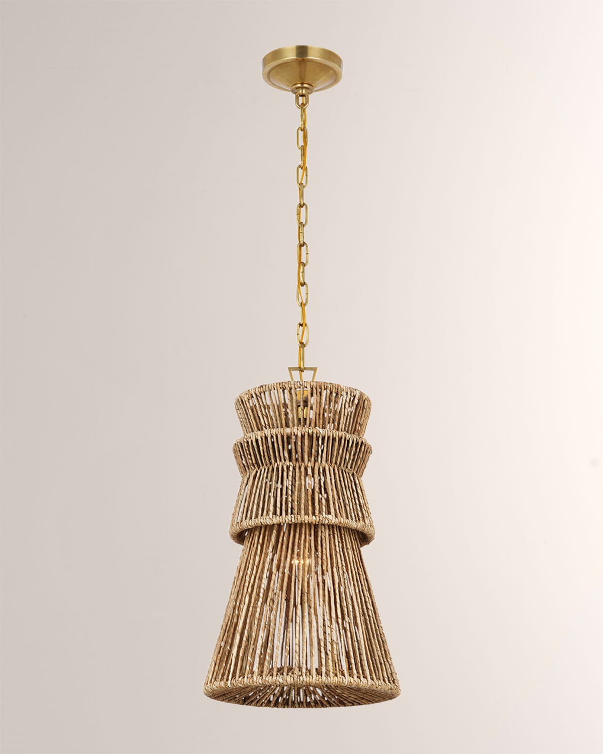 Antigua 13" Pendant Light in Antiqued Brass & Natural Abaca by Chapman & Myers