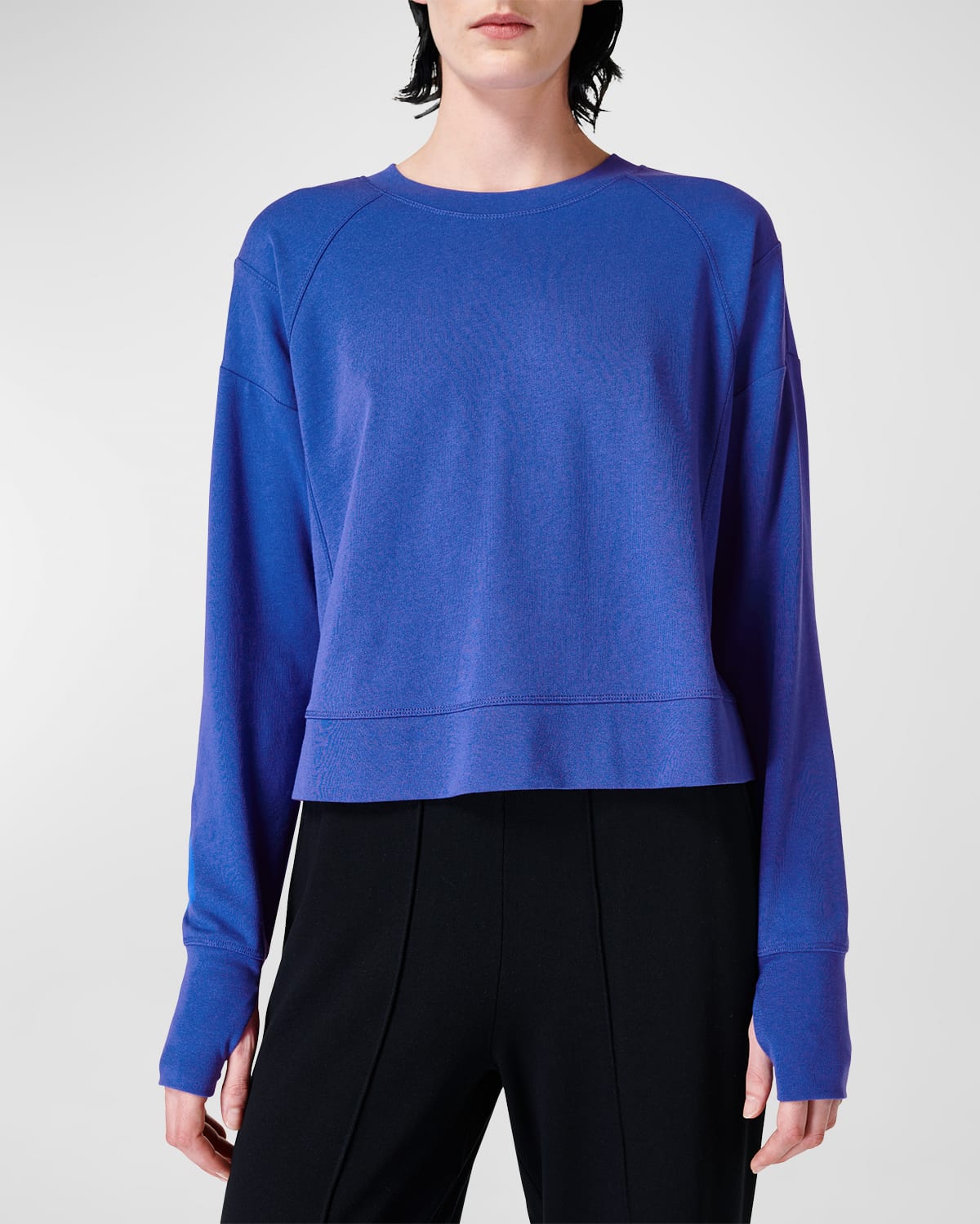 Sweaty Betty After Class Cotton Blend Crop Sweatshirt In Hour Blue