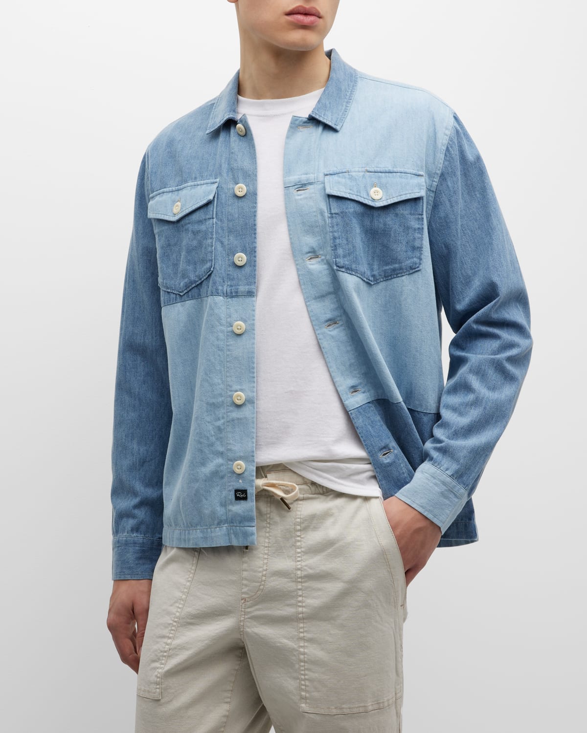Rails Kerouac Patchwork Cotton Denim Button-up Shirt Jacket In Indigo Mix Patchwork